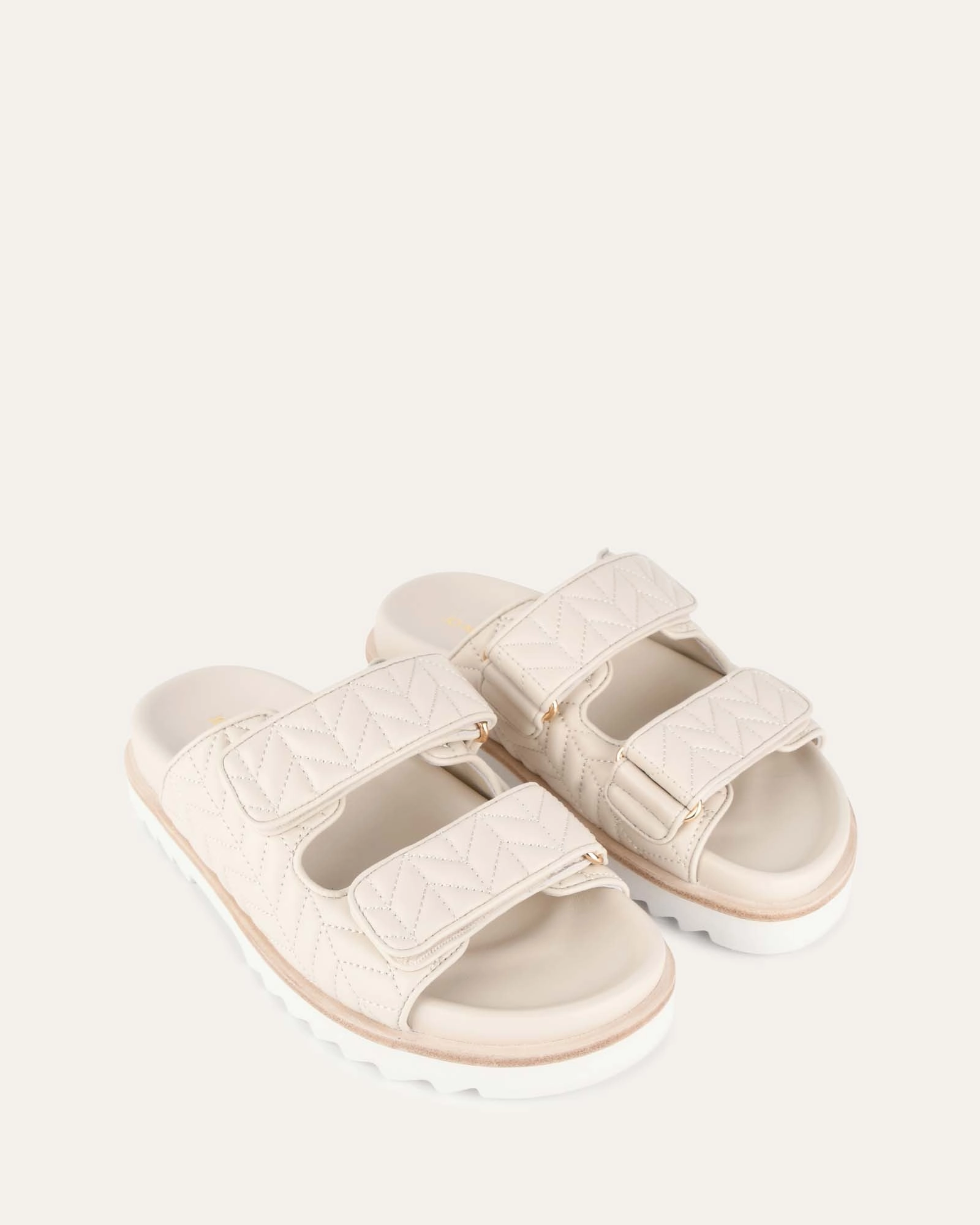 Cool Rhythm Authentic Motion Verity Flat Sandals Off White Leather