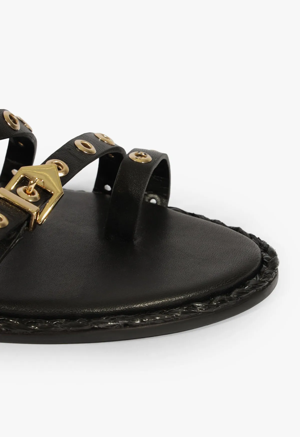 Core Function Move-Ready Looks Annete Black Leather Sandal