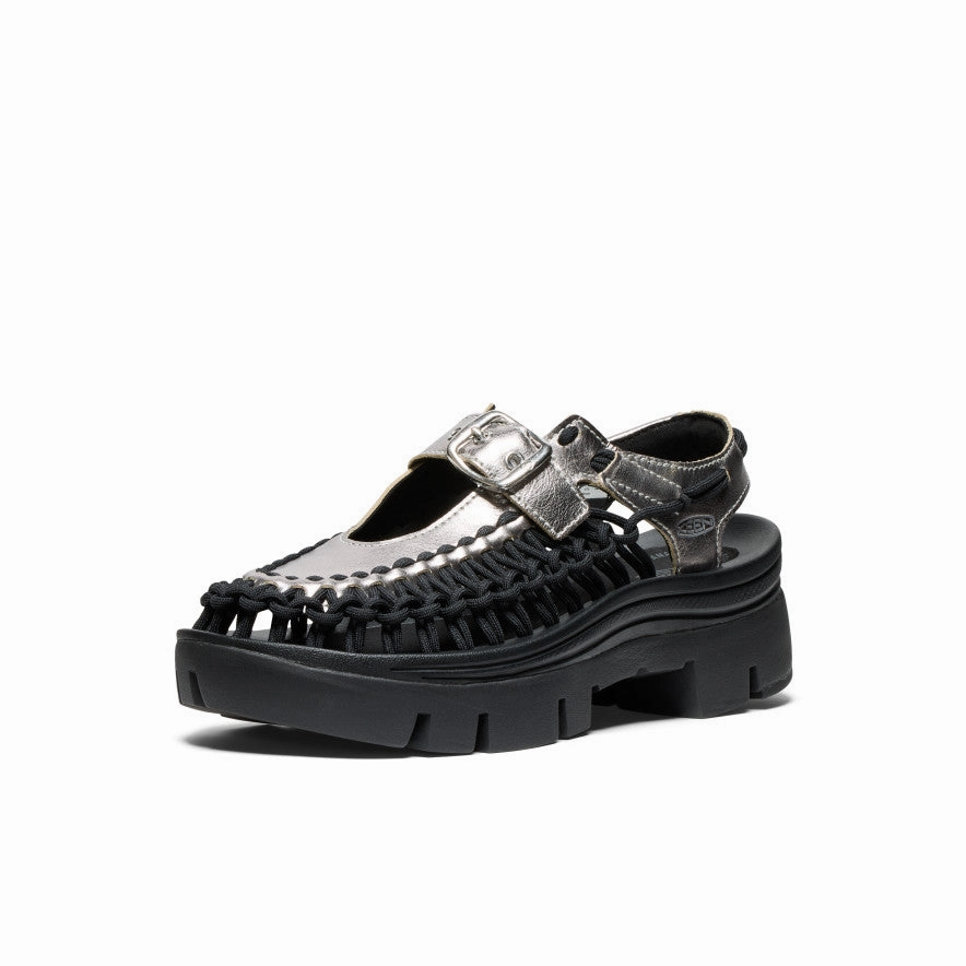 All Gender Uneek Plt Mary Jane Sneaker  |  Silver/Black Built To Breathe