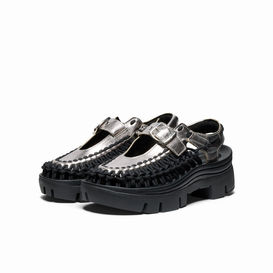 All Gender Uneek Plt Mary Jane Sneaker  |  Silver/Black Your Daily Function Urban Inspired