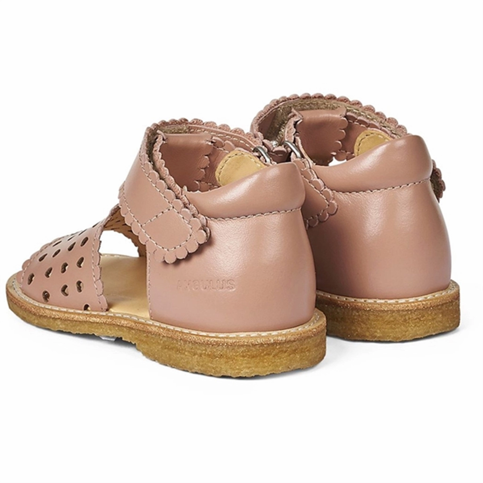 Layered Utility Angulus Starter Sandal W. Velcro And Hearts Dark Peach