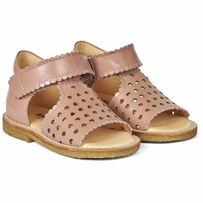 Confident Comfort Angulus Starter Sandal W. Velcro And Hearts Dark Peach