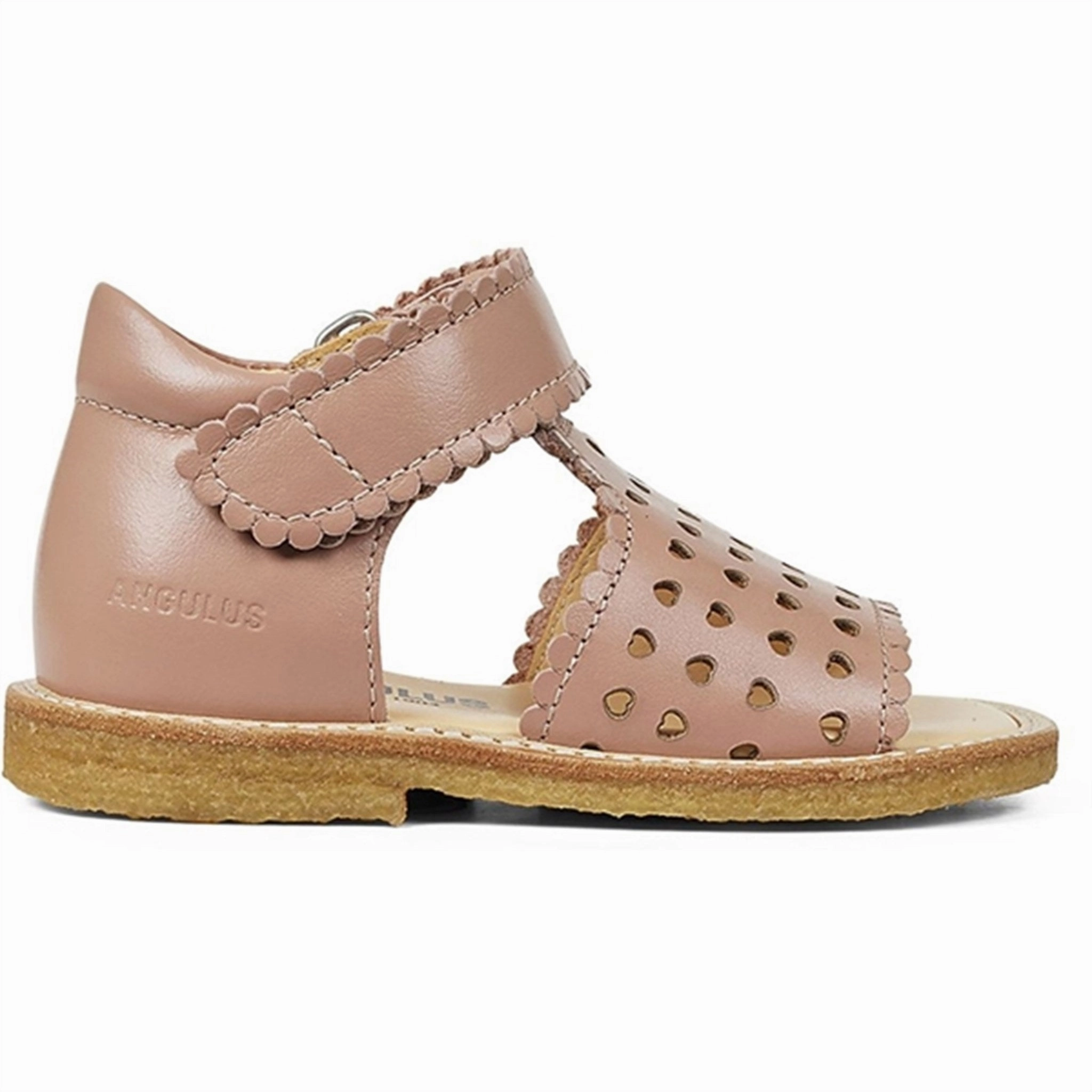Design-Led Angulus Starter Sandal W. Velcro And Hearts Dark Peach