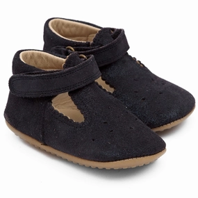 Pom Pom Indoor Shoe Ballerina T-Bar Blue Glitter Daily Balance