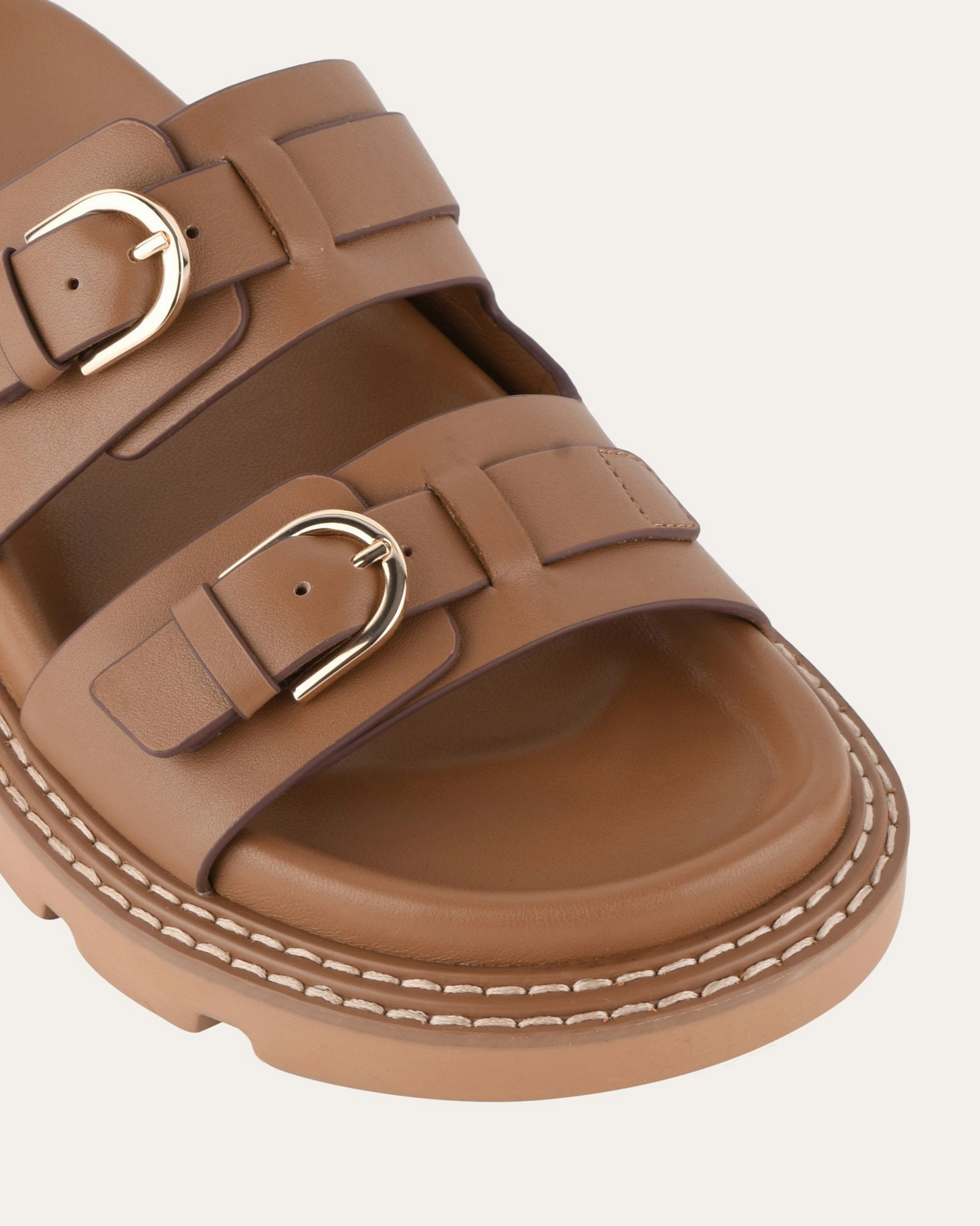 Vichy Flat Sandals Tan Leather Fresh Function Streamline Your Day