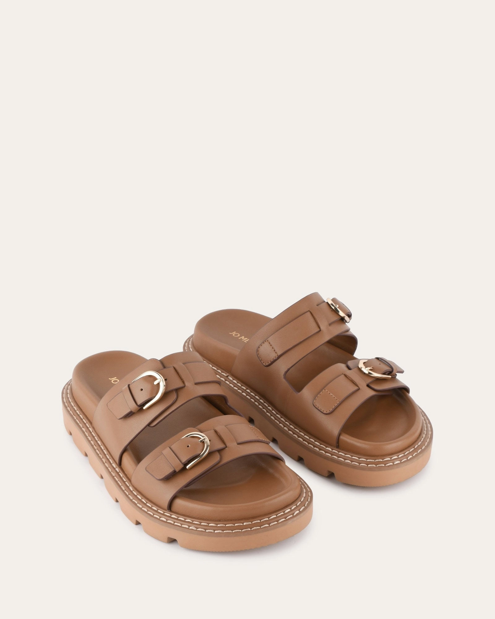 Conscious Form Vichy Flat Sandals Tan Leather