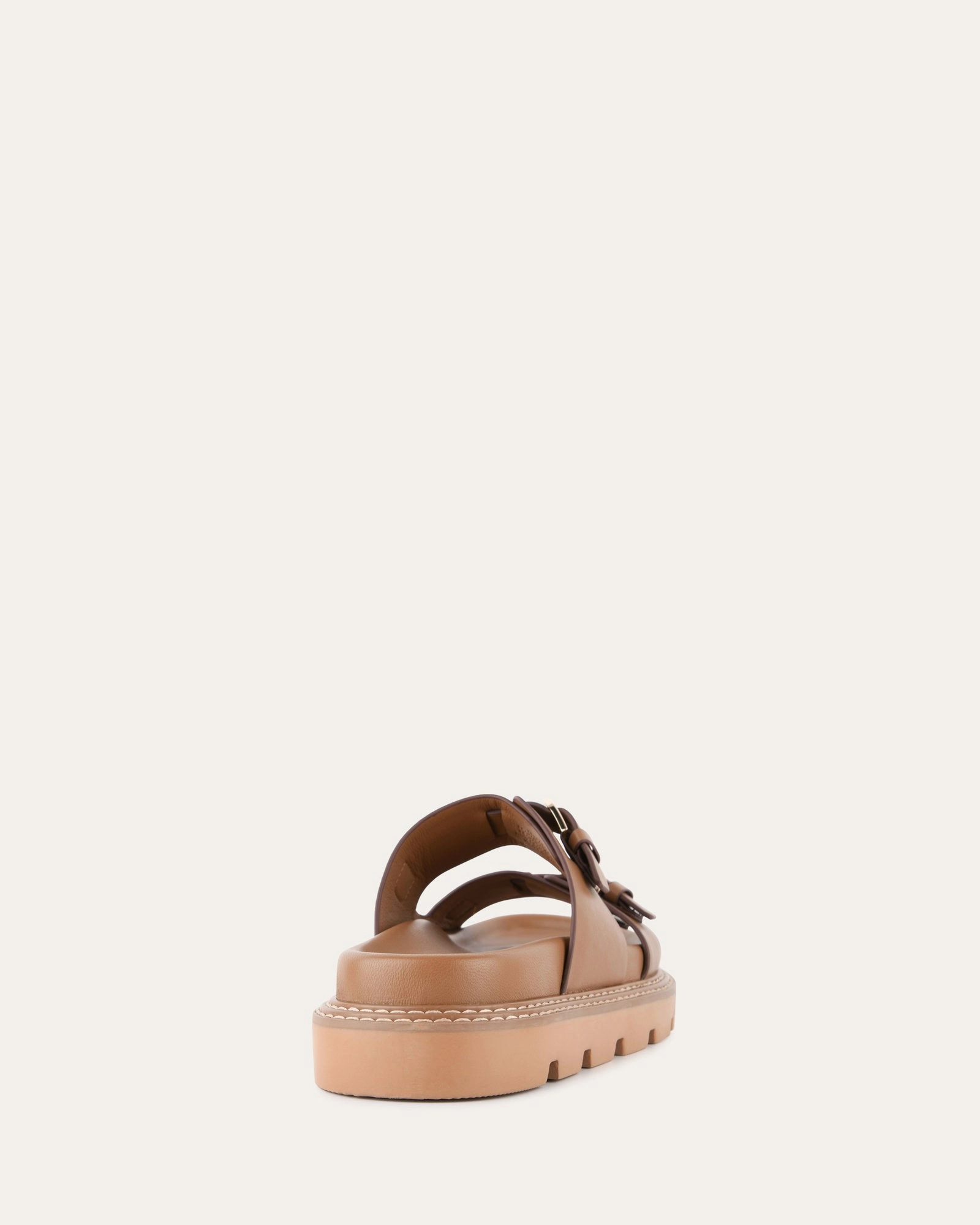 Vichy Flat Sandals Tan Leather Motion-Driven