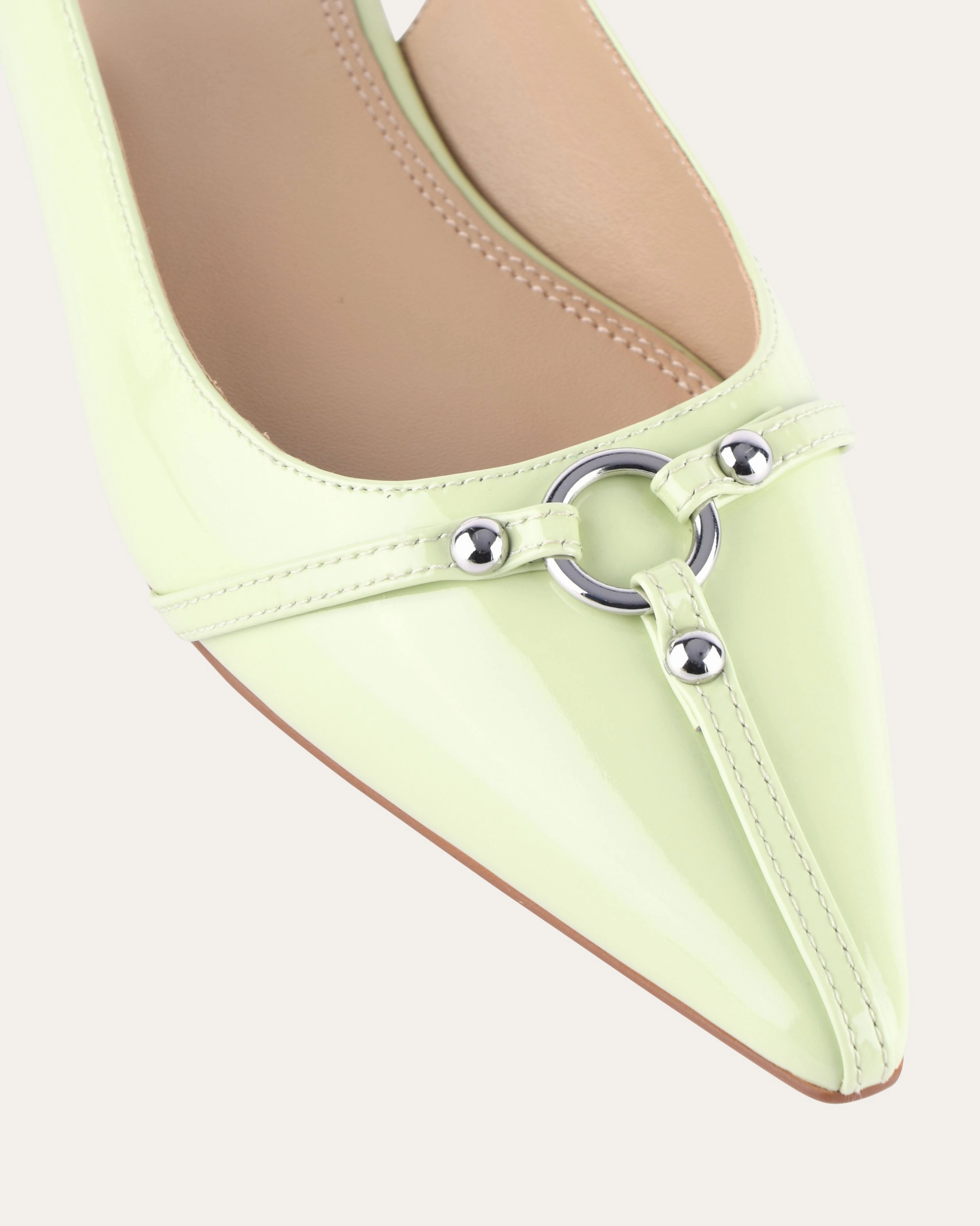 Victoria Dress Flats Honeydew Green Patent Tailored For Life