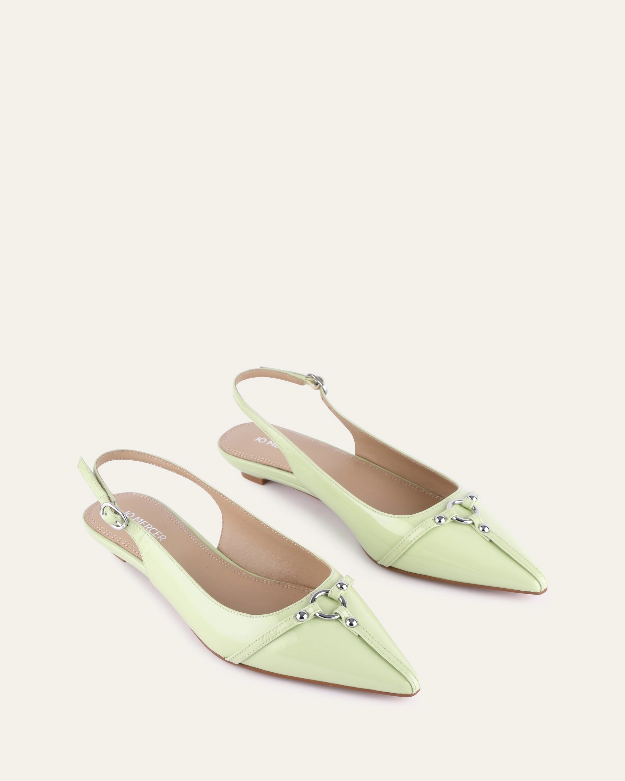 Victoria Dress Flats Honeydew Green Patent Elevated Layers Pure Rhythm