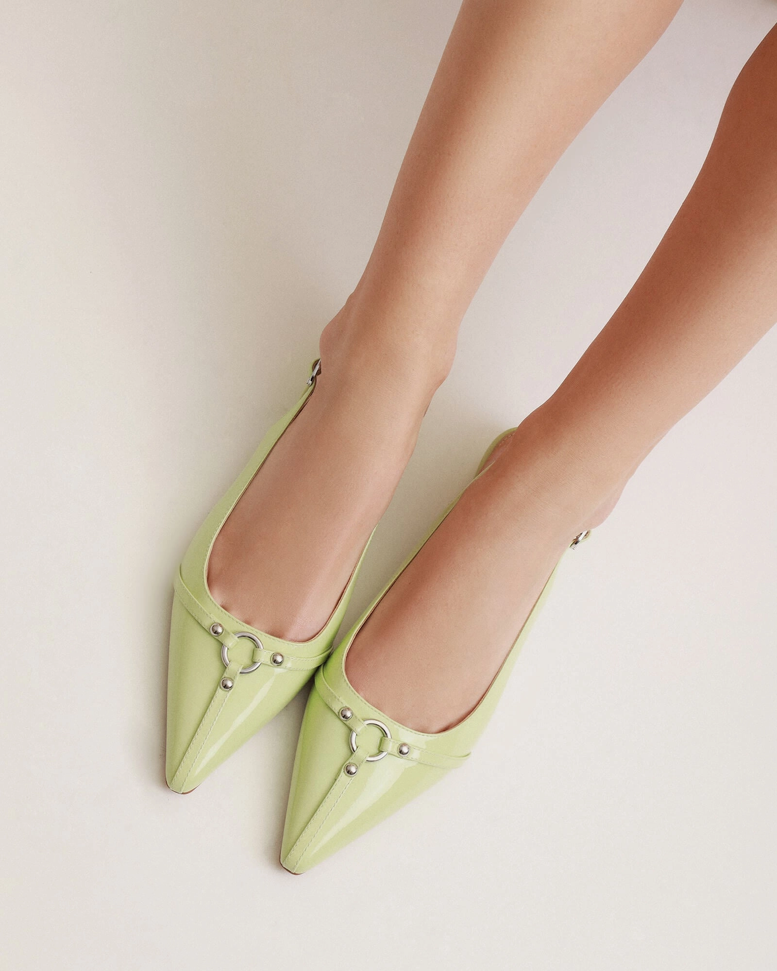 Victoria Dress Flats Honeydew Green Patent Creative Layers Adaptive Style