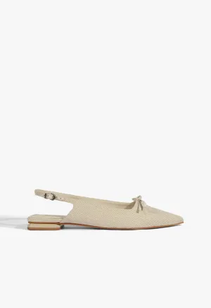 Violetta White Linen Ballet Flat Progressive Tone