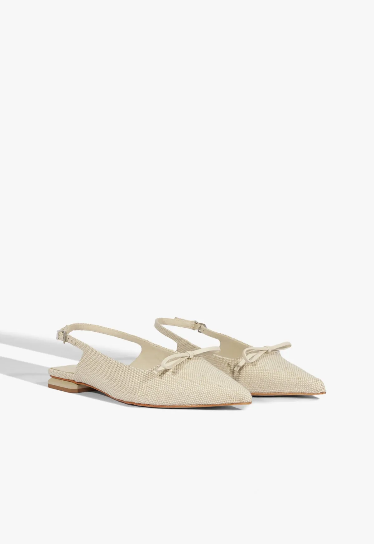 Violetta White Linen Ballet Flat Form And Motion Street-Forward