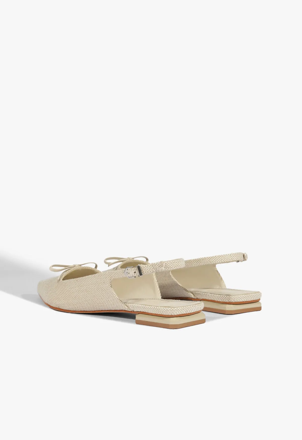 Violetta White Linen Ballet Flat Elevated Basics Cool Crafted