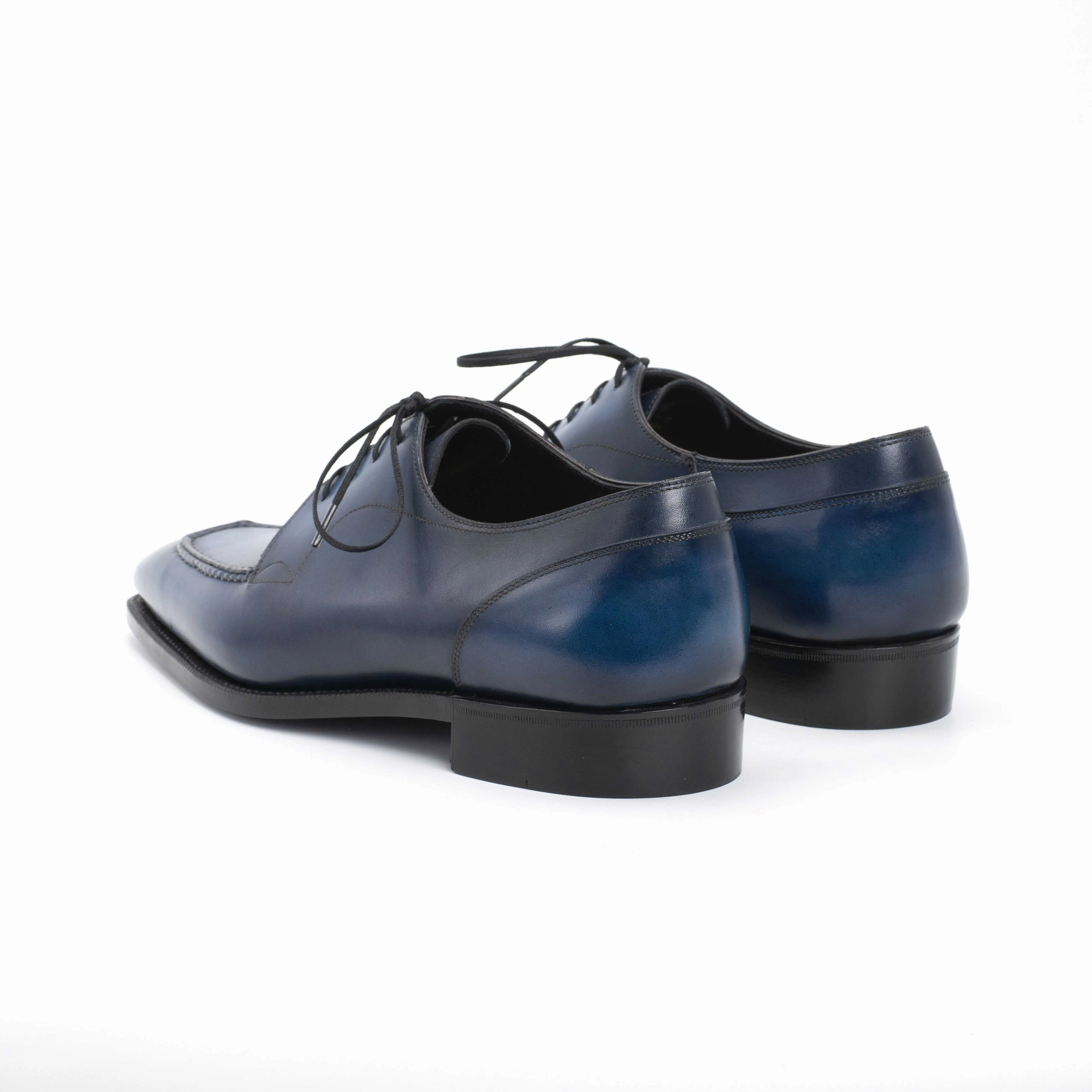 Fresh Expression Your Next Layer Tete Moc Toe Derby - Morpho Blue Handmade Patina