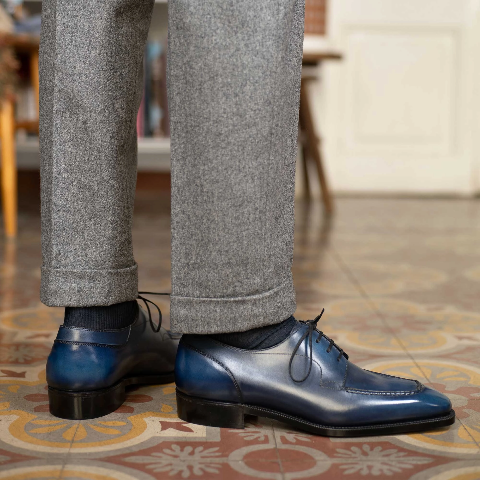Tete Moc Toe Derby - Morpho Blue Handmade Patina Unified Fit