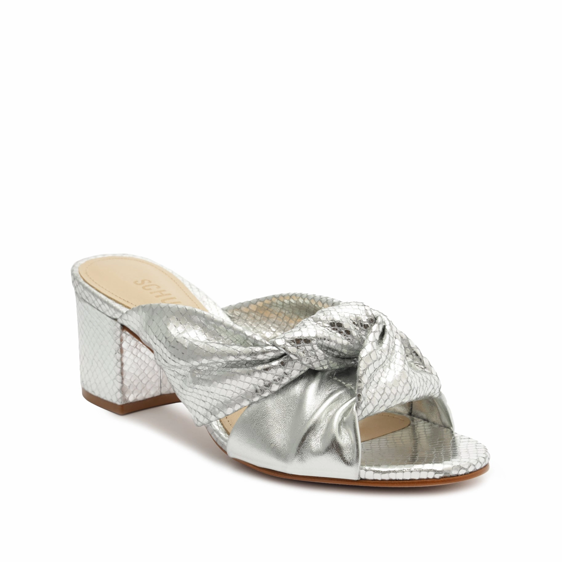 Mindy Mid Block Metallic Sandal Effortless Fit Cool Fitwear