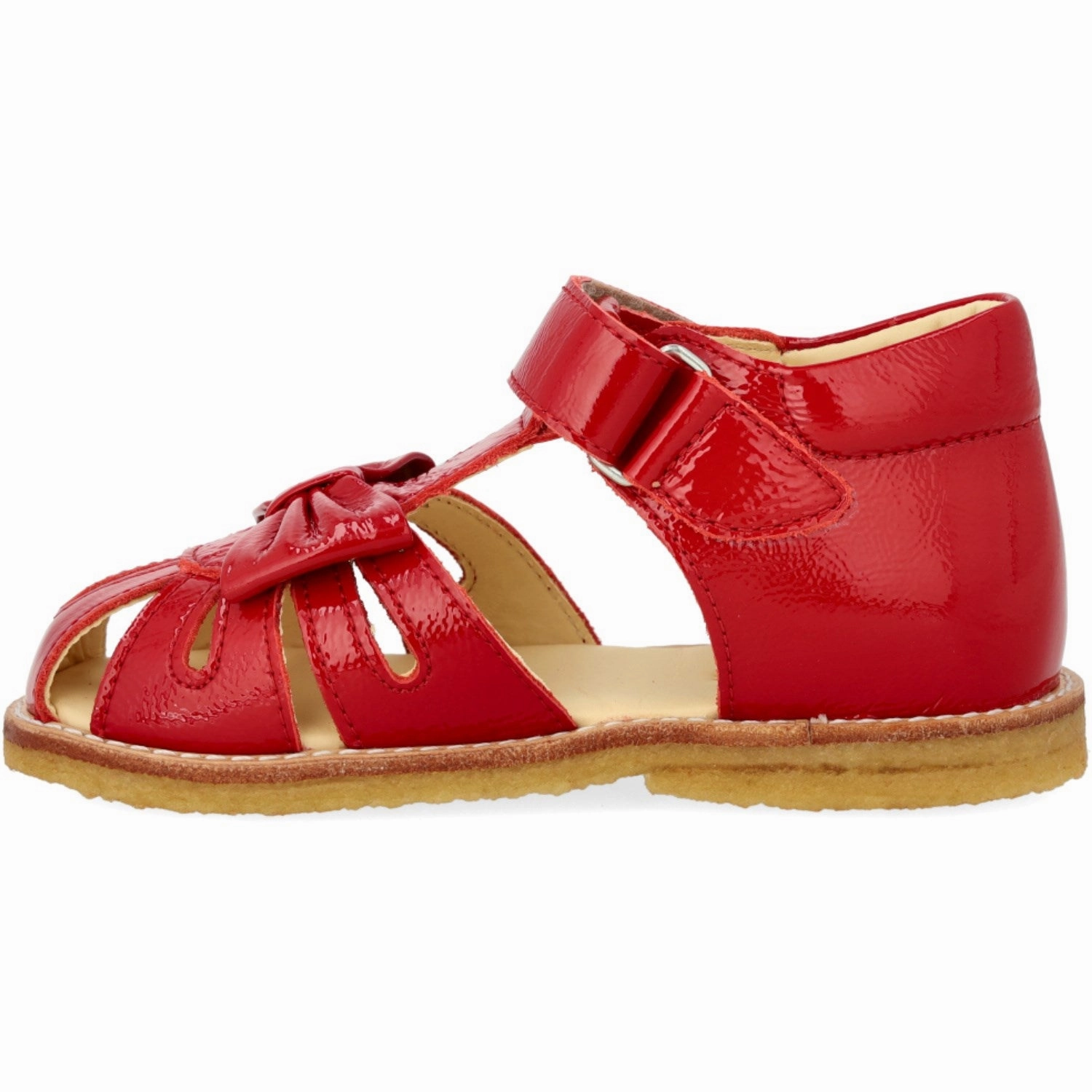Angulus Dark Red Beginner Sandal With Bow And Velcro Closure Daily-Ready Quiet Boldness