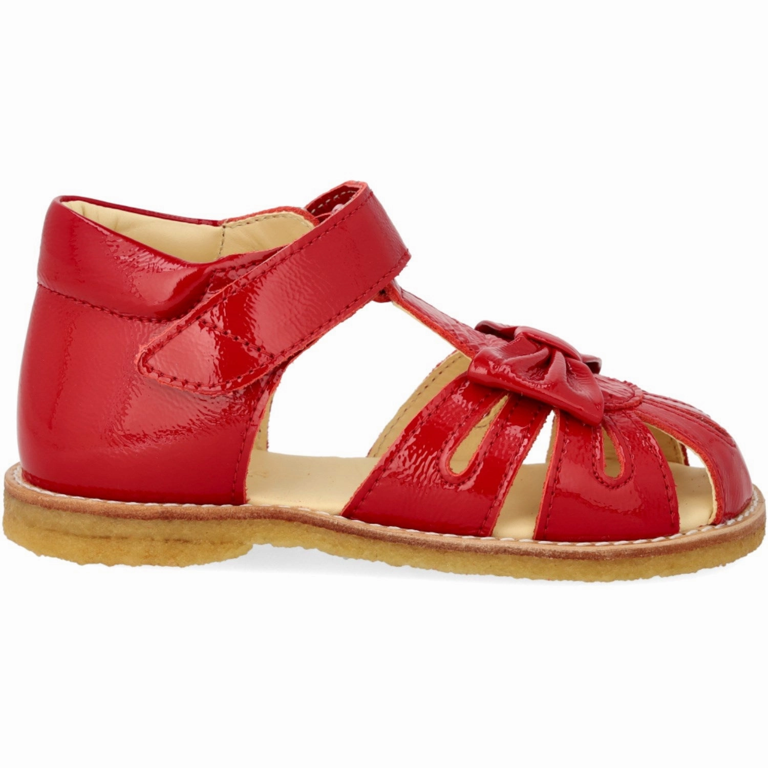 Versatile Soul Angulus Dark Red Beginner Sandal With Bow And Velcro Closure