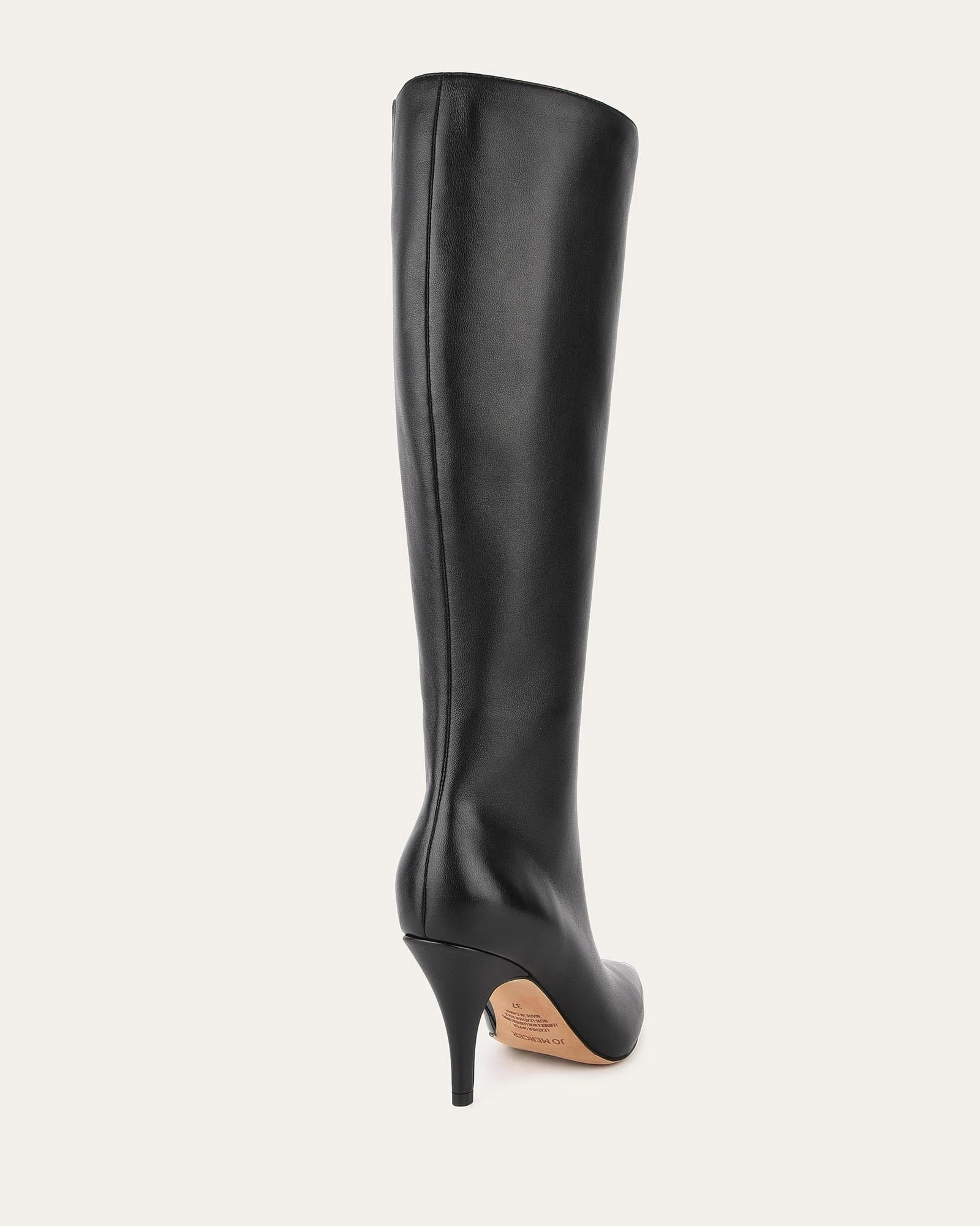 Lotus Knee Boots Black Leather Clean City Core