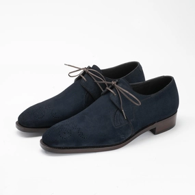Westley Medallion Derby Shoe Mto - Midnight Blue Suede Go-Mode Daily Timeless Motion