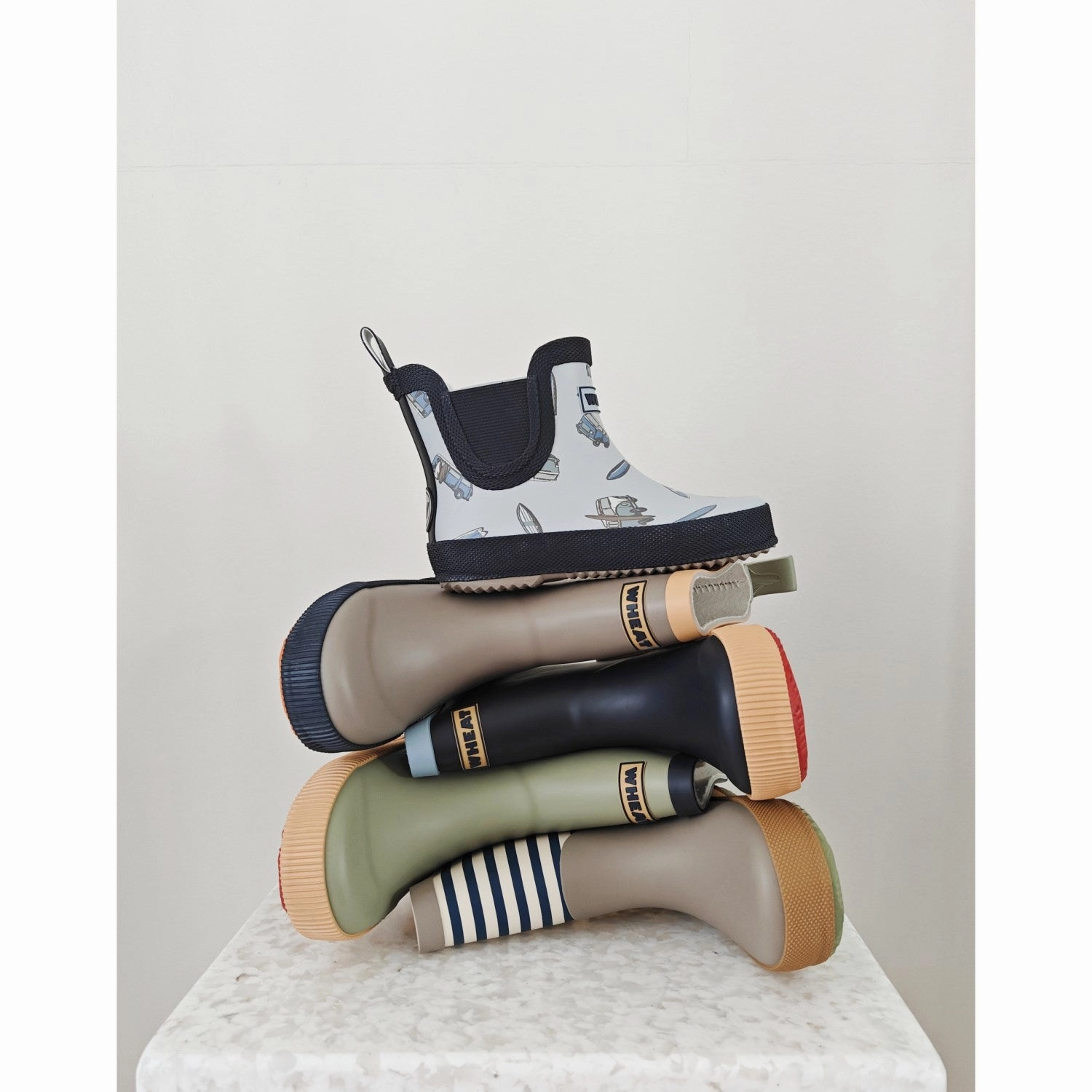 Curated City Wheat Green Tea Rubber Boot Welly
