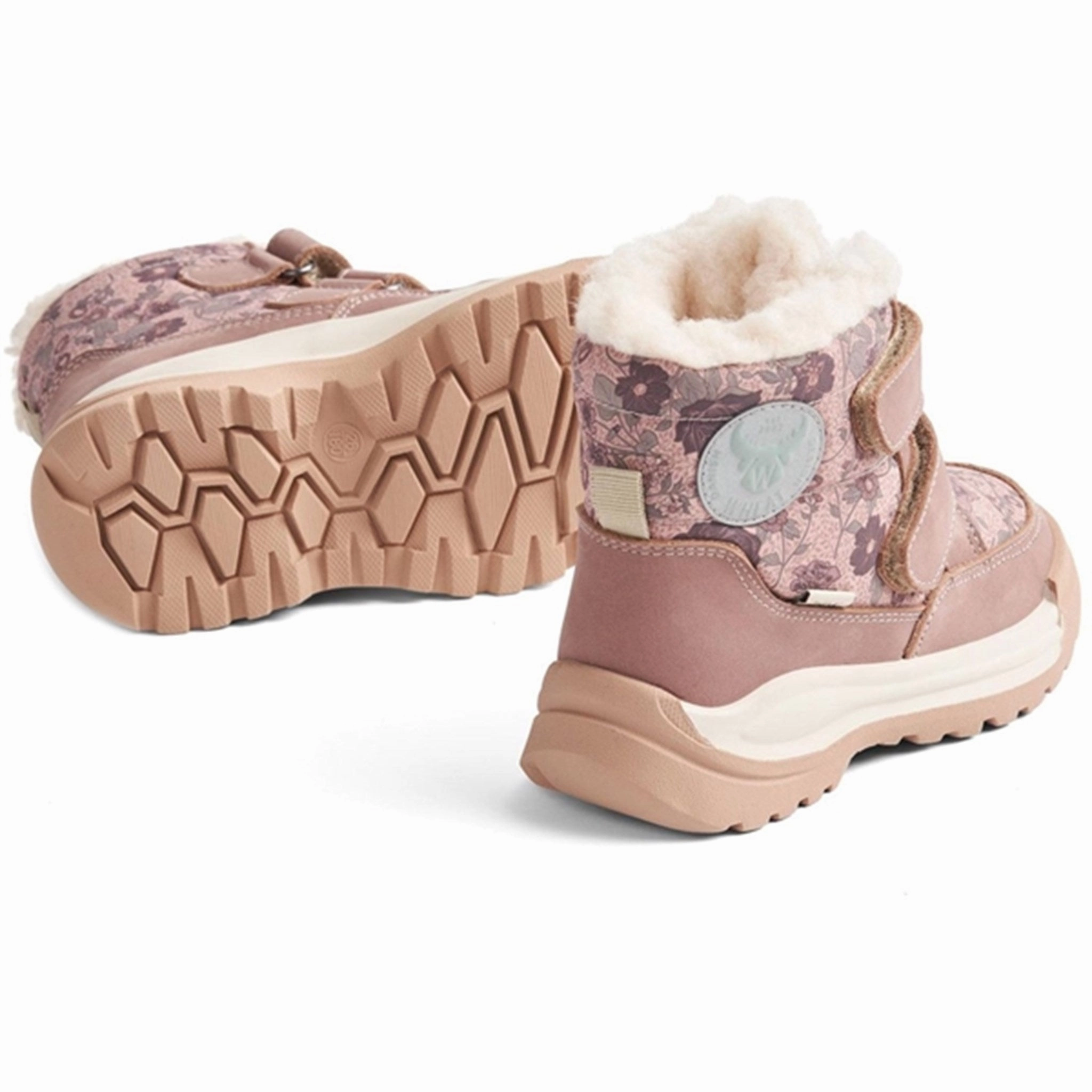 Wheat Winter Boots Millas Double Velcro Tex Print Dusty Rouge Versatile Layers
