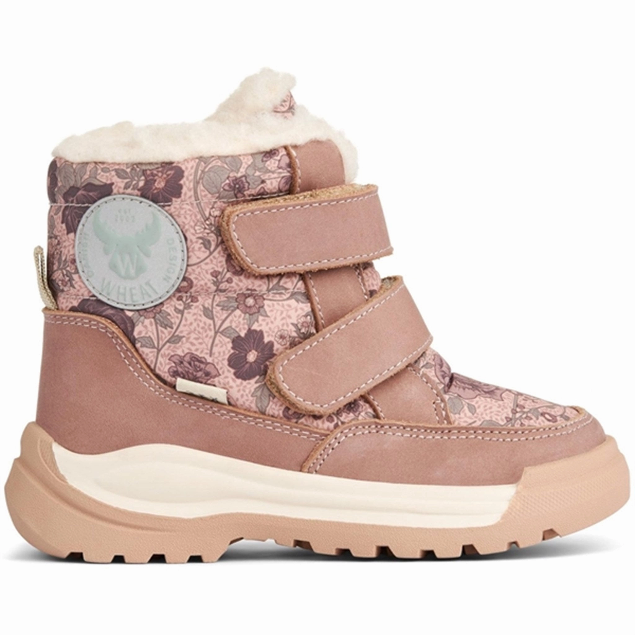 Quiet Strength Wheat Winter Boots Millas Double Velcro Tex Print Dusty Rouge