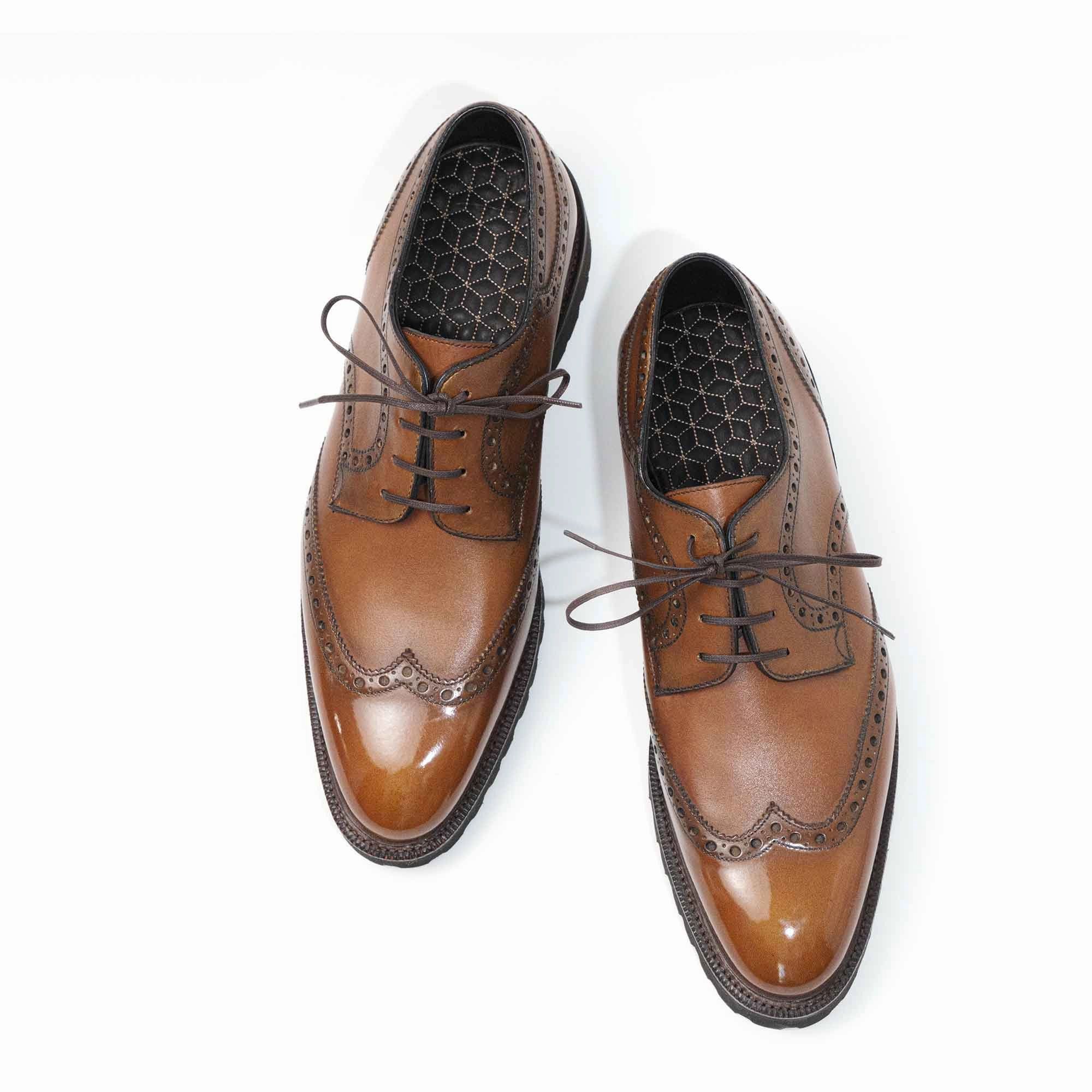 Willem Wingtip Derby Mto - Butterscotch Handmade Patina Active Core