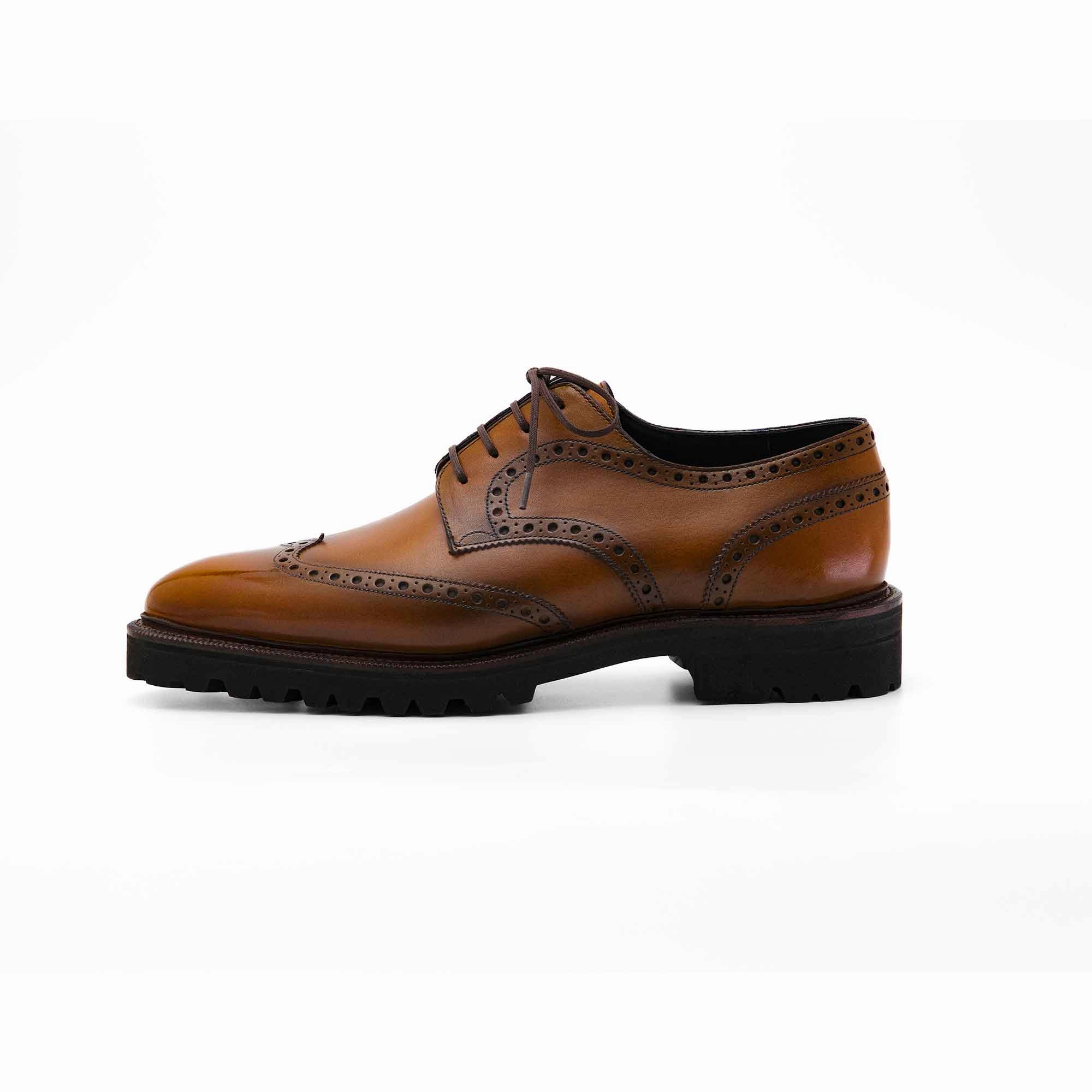 Flow-Wear Future Adapt To Flow Willem Wingtip Derby Mto - Butterscotch Handmade Patina