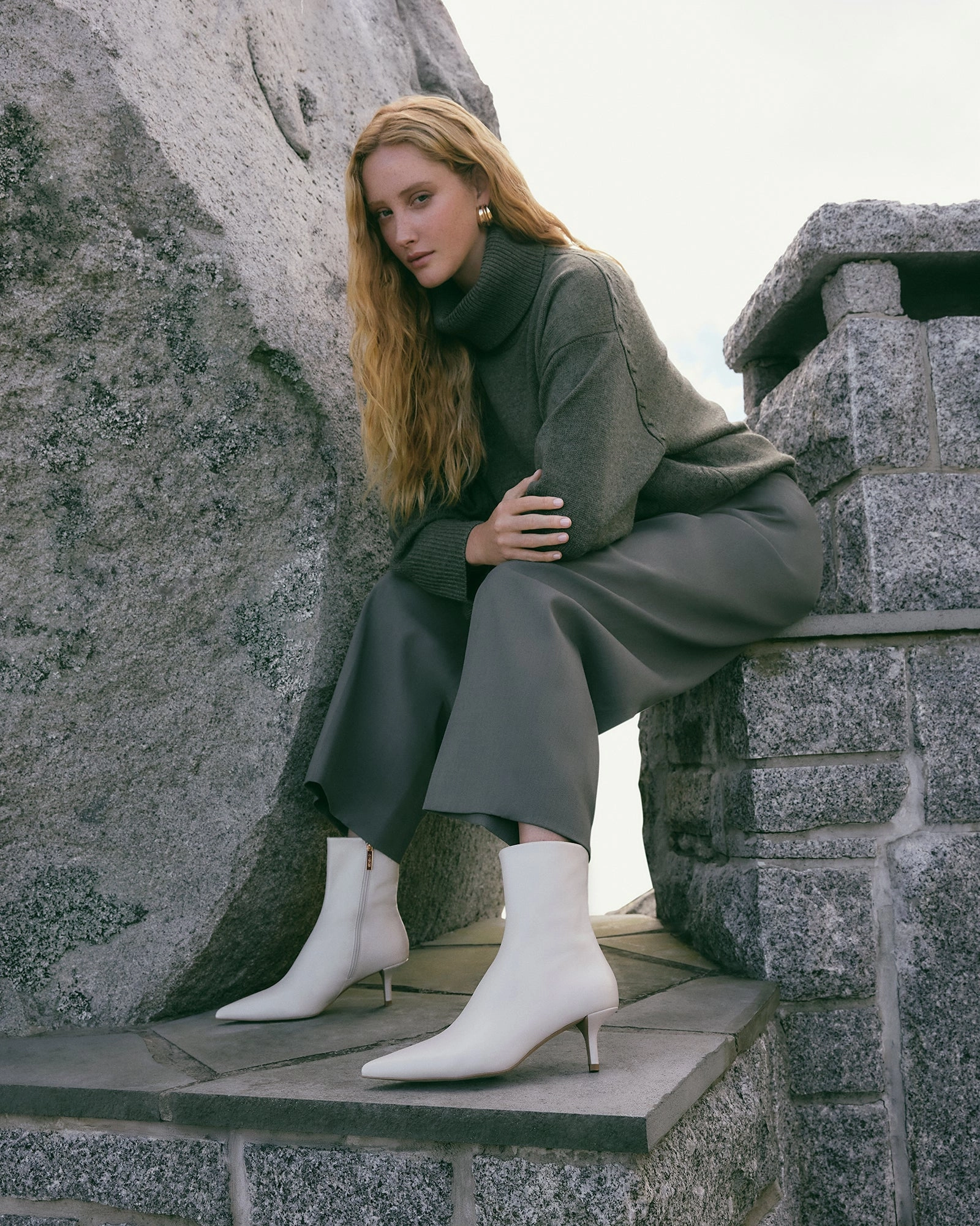 Winnie Mid Ankle Boots Off White Leather Urban Toolkit Cool Utility