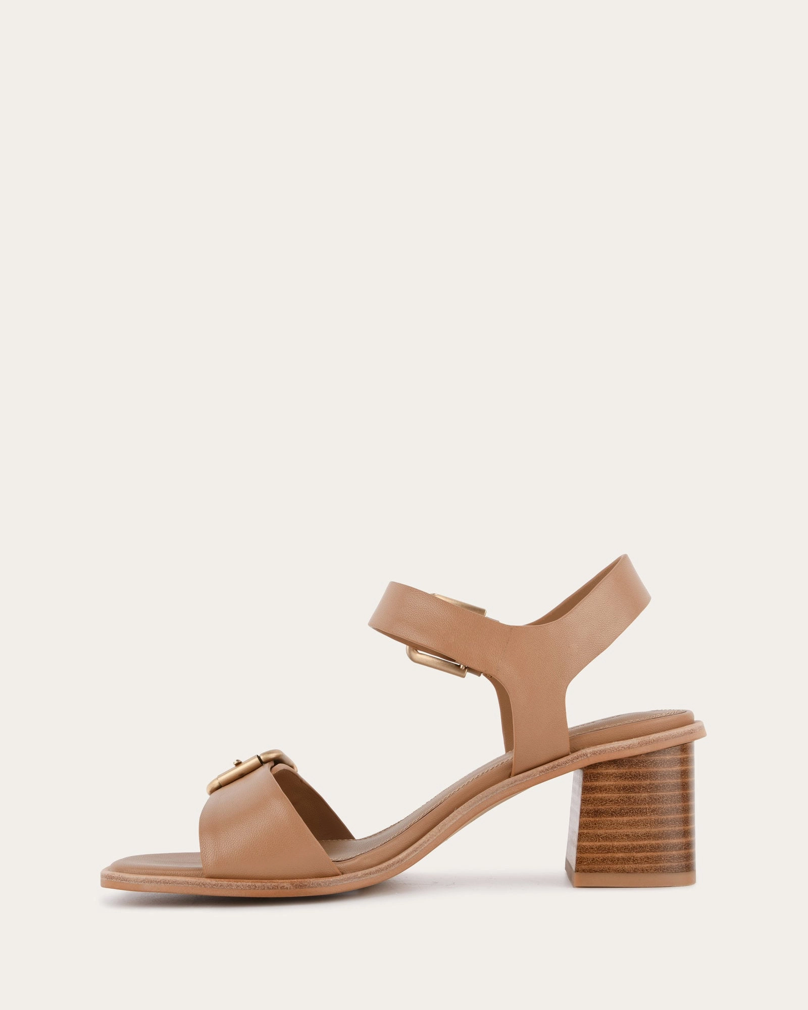 Winona Mid Heel Sandals Tan Leather Engineered Profile