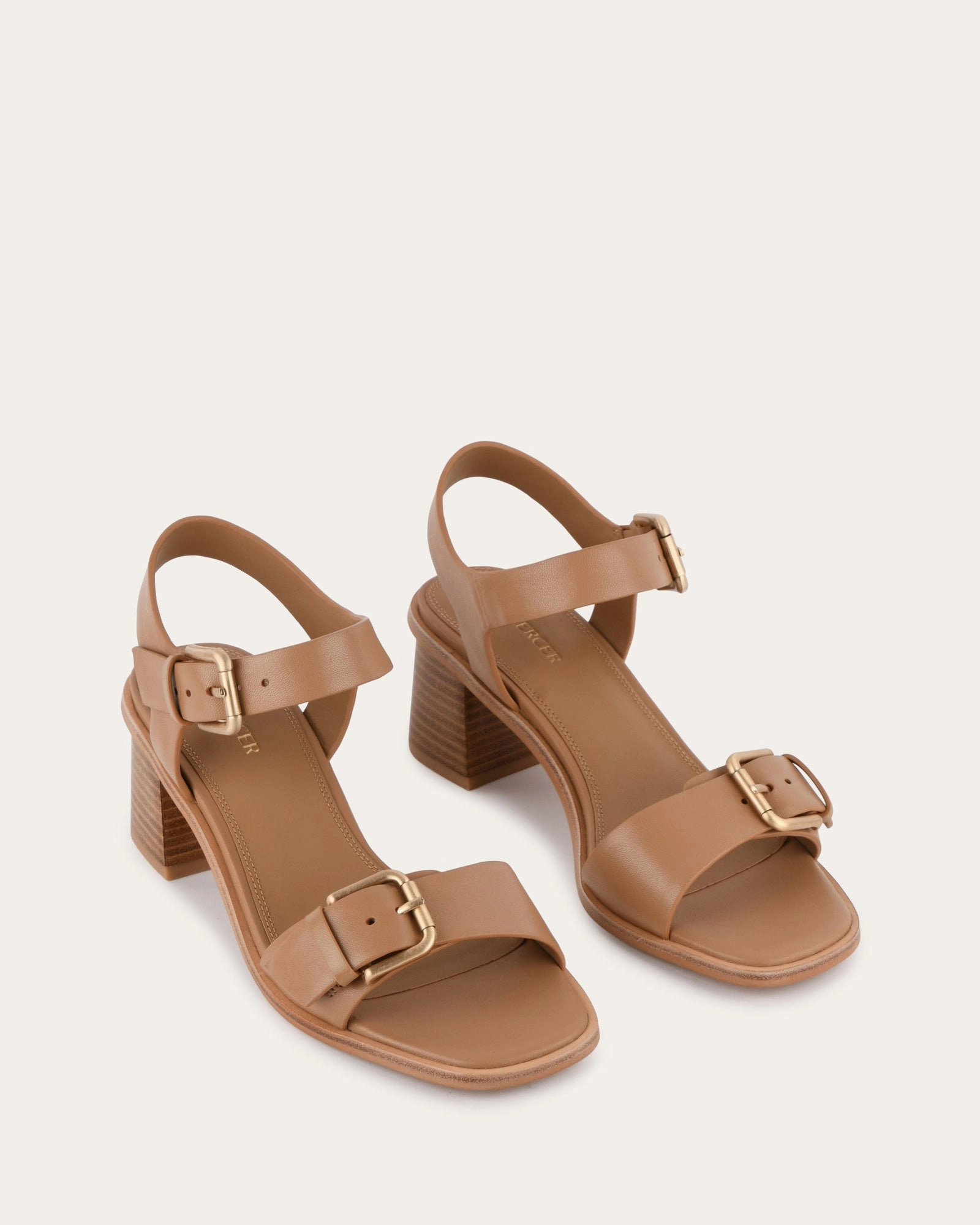 Winona Mid Heel Sandals Tan Leather Hybrid Aesthetic Future-Light