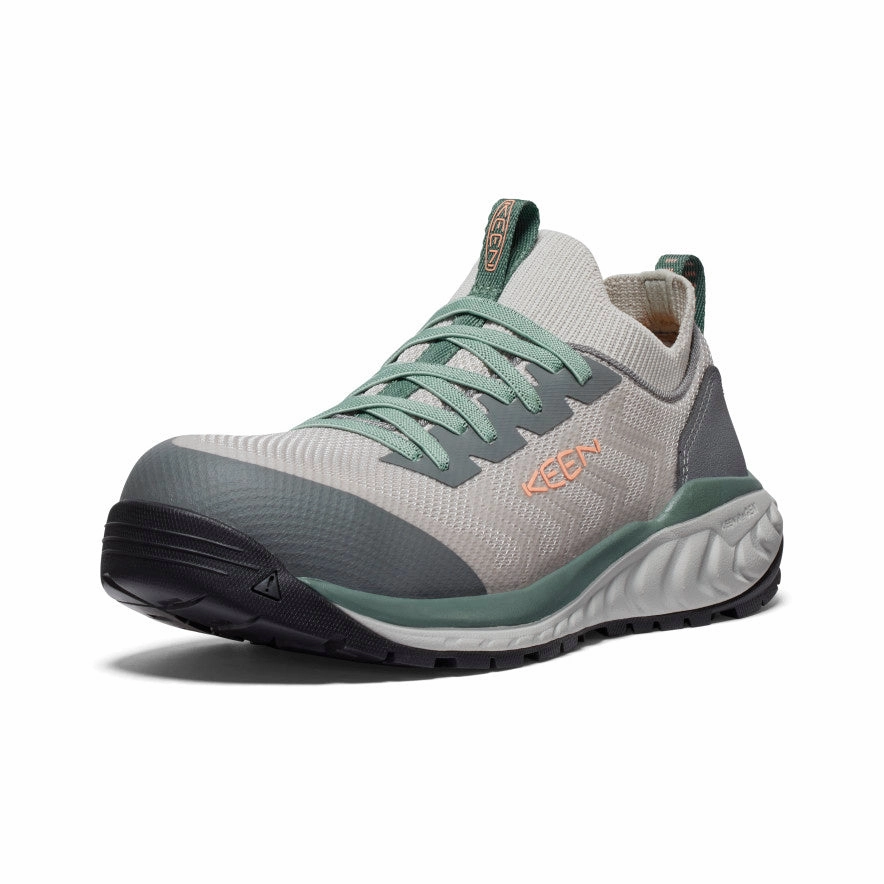 Sleek Comfortwear Women'S Arvada Shift Work Sneaker (Carbon Toe)  |  Steel Grey/Granite Green