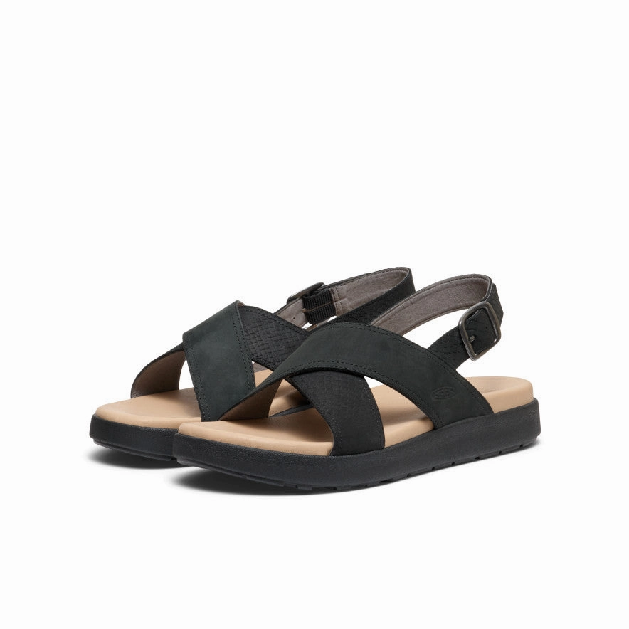 Designed To Explore Modular Uniform Women'S Elle Luxe Cross Strap Sandal  |  Black/Black