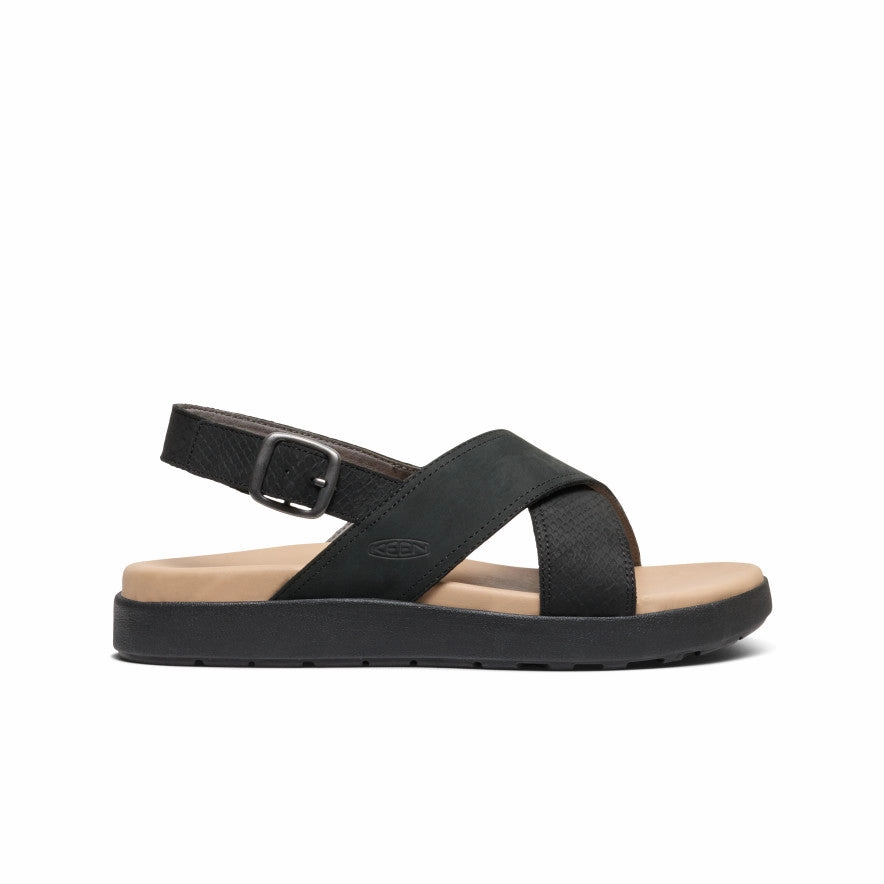 Women'S Elle Luxe Cross Strap Sandal  |  Black/Black Form-Focused