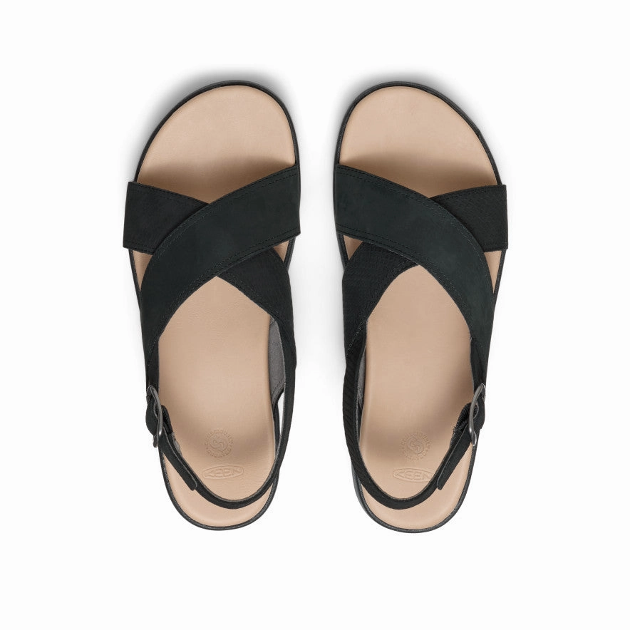 Refined Balance Flowline Fashion Women'S Elle Luxe Cross Strap Sandal  |  Black/Black