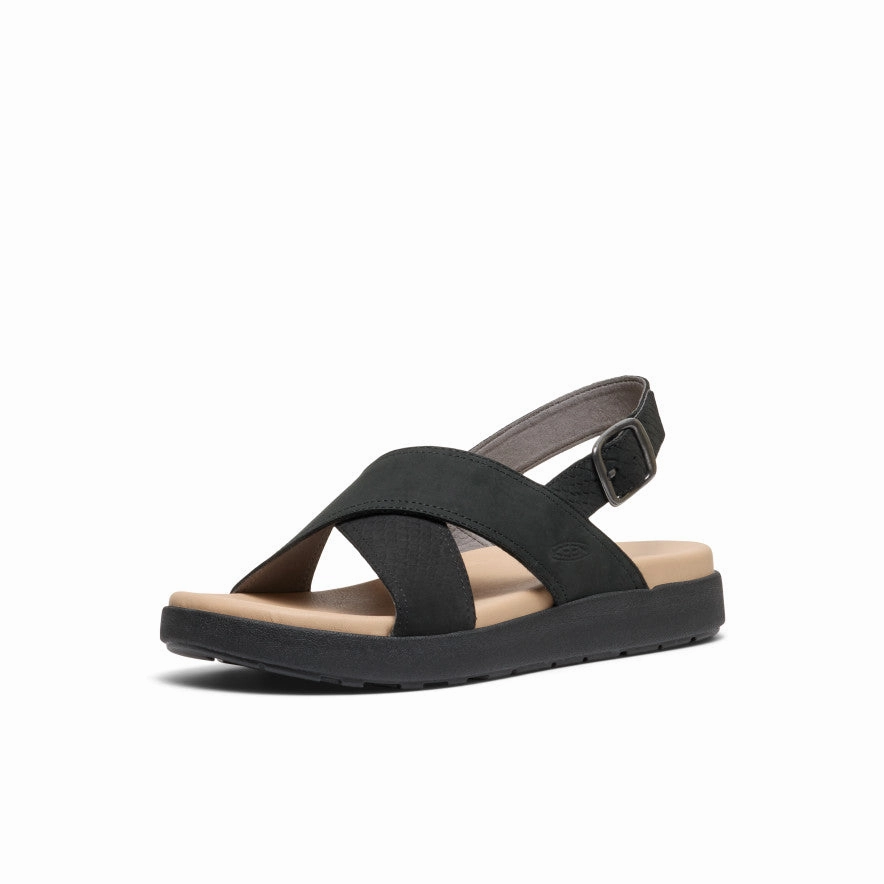 Smart And Simple Adapted Living Women'S Elle Luxe Cross Strap Sandal  |  Black/Black