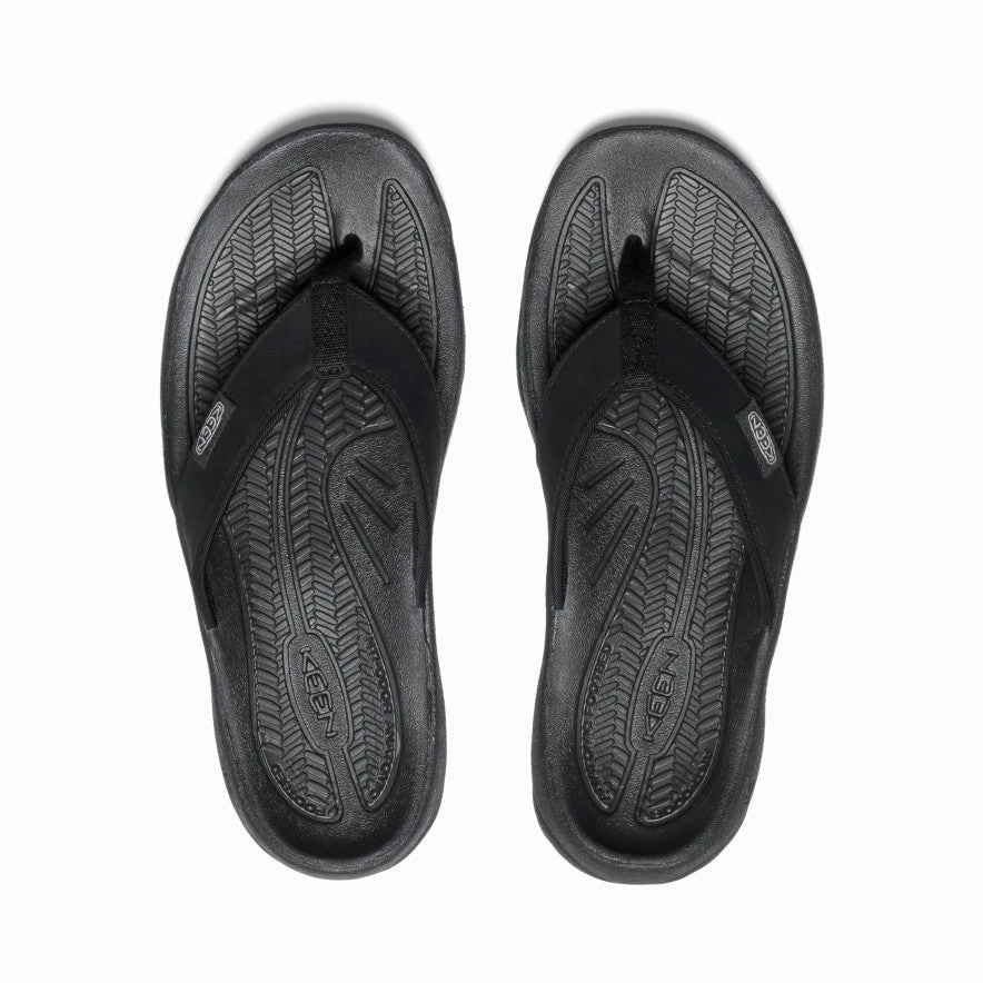 Purposefully Crafted Less Is Bold Women'S Kona Leather Flip-Flop  |  Black/Vapor