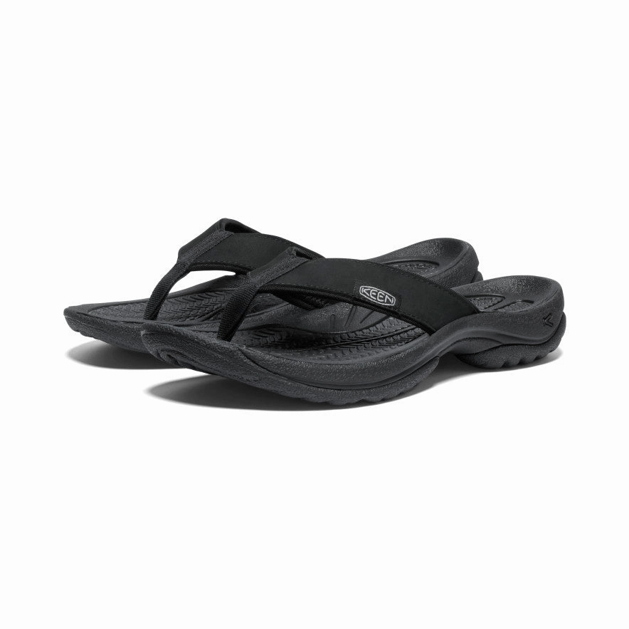 City-Form Women'S Kona Leather Flip-Flop  |  Black/Vapor