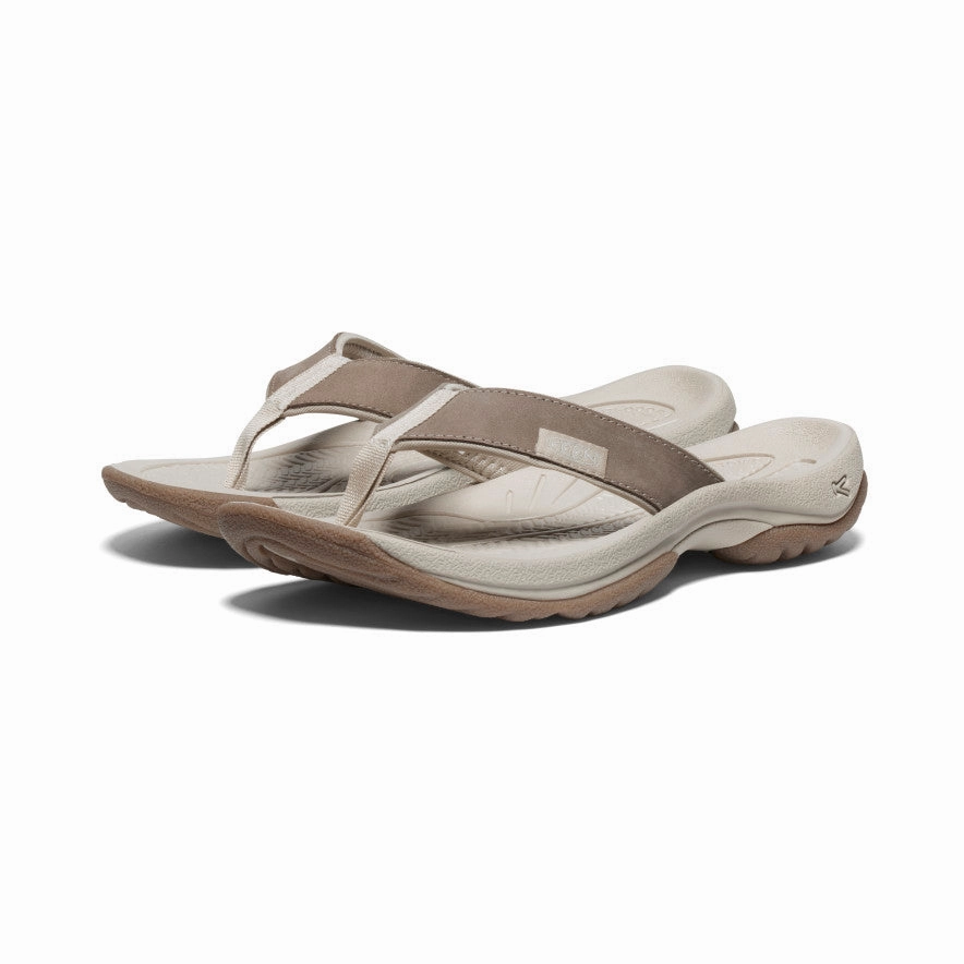Smooth Silhouettes Function   Feel Women'S Kona Leather Flip-Flop  |  Brindle/Silver Birch