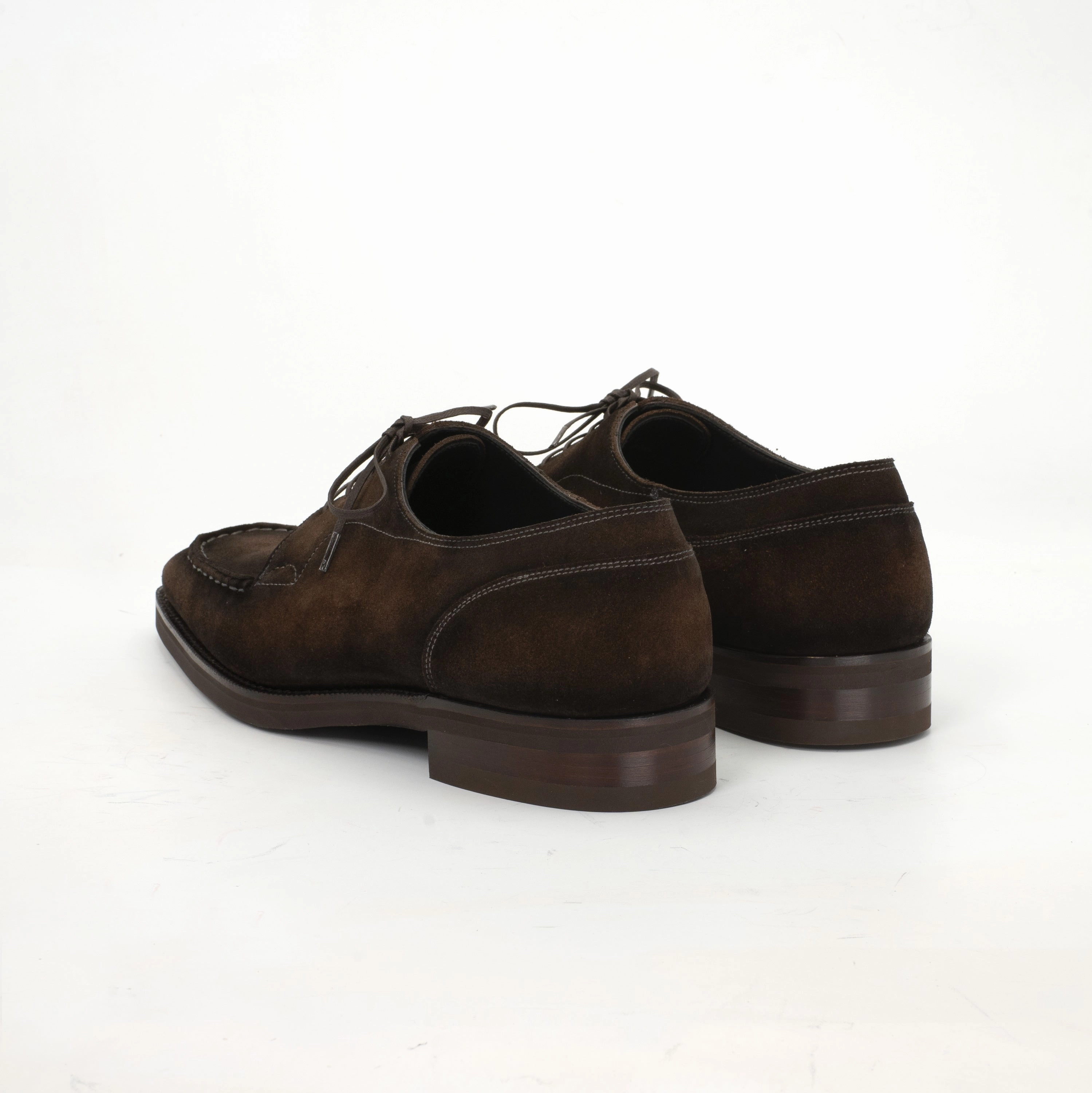 Ready For Rhythm Crafted Balance Xavier Moc Toe Derby Shoes Mto - Chocolate Suede
