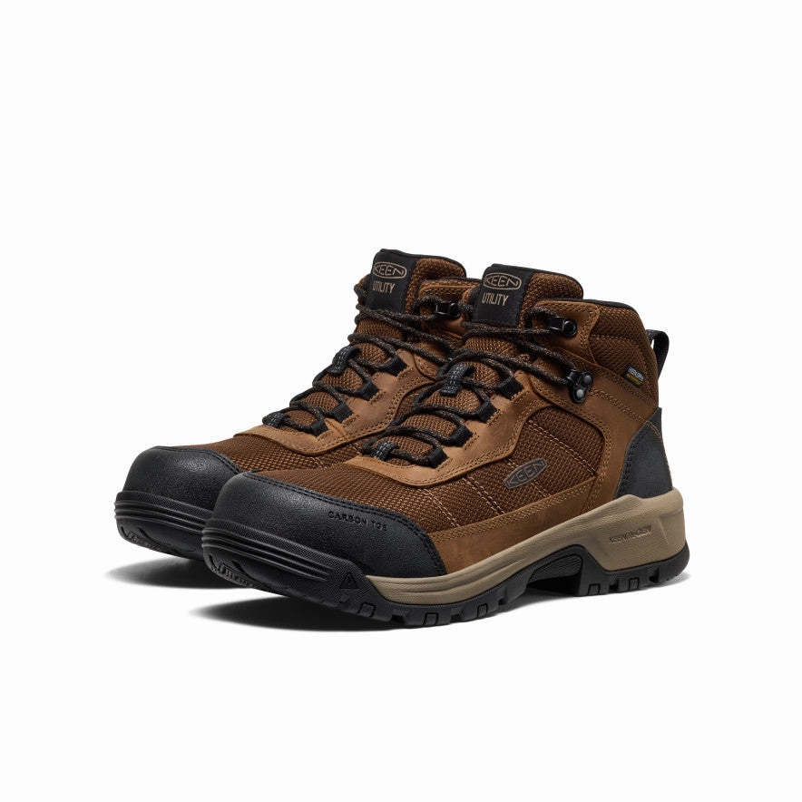 Built For Pace Men'S Skokie Waterproof Work Boot (Carbon Toe)  |  Dark Earth/Black