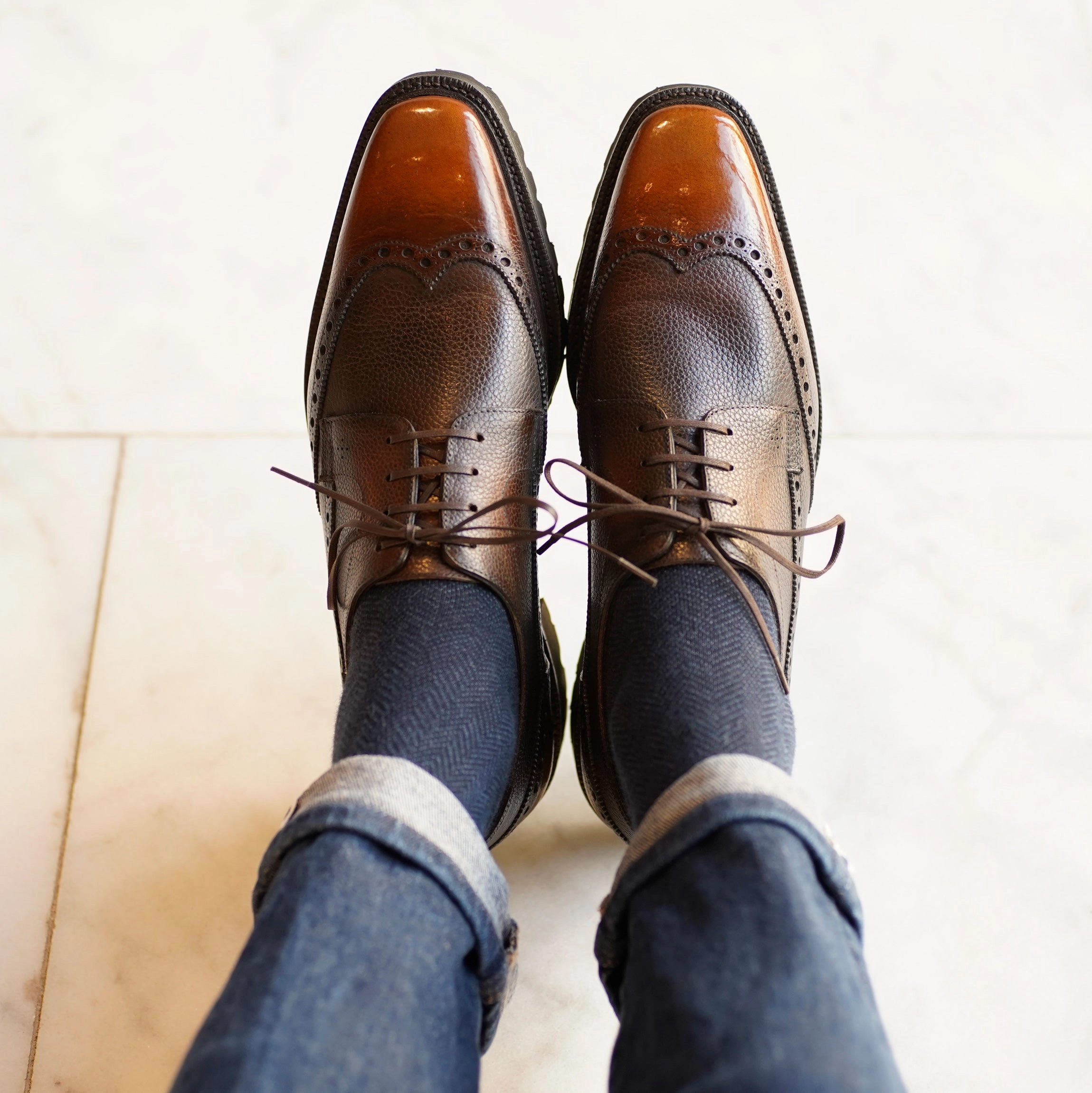 Coltrane Wingtip Balmoral Derby - Rocher Patina Pure Lineswear Motion-Driven