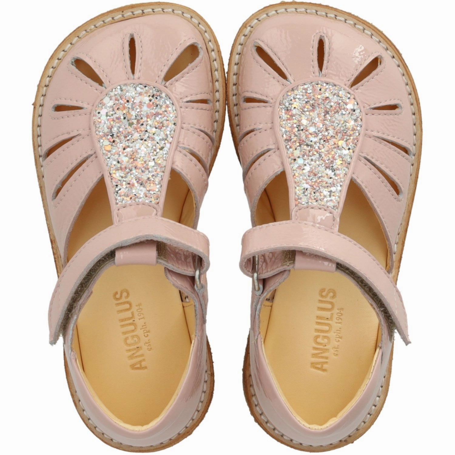 Easy Fit System Vibe-Centered Angulus Rosebud/Rosebud Glitter Sandal With Drop Detail In Sparkling Glitter