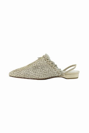 Refined Versatility Next In Line Slingback Flat Mule Intreccio In Madreperla Beige