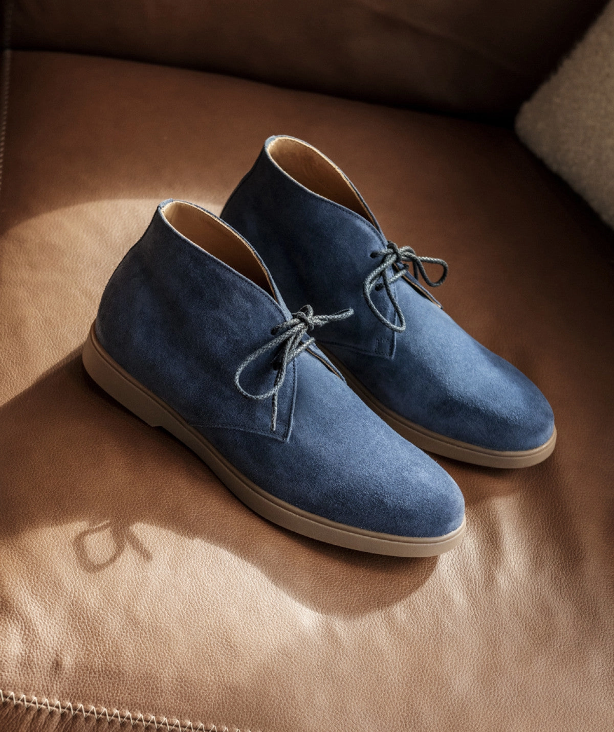 Sahara Blue Suede Ankle Boots Dynamic Looks