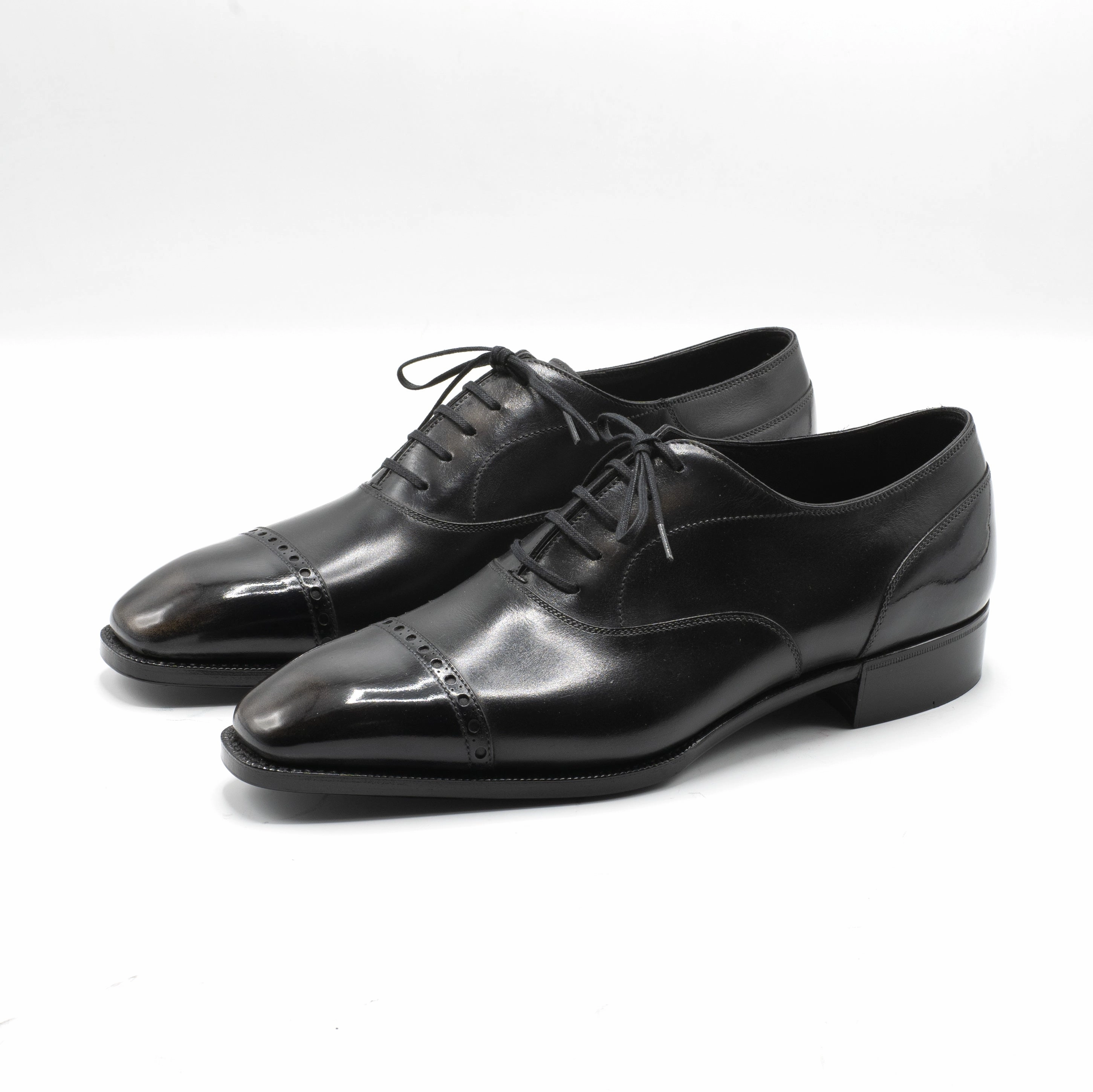 Season-Free Style Mario Oxford Shoe (Handmade Beveled Waist) - Onyx & Grey