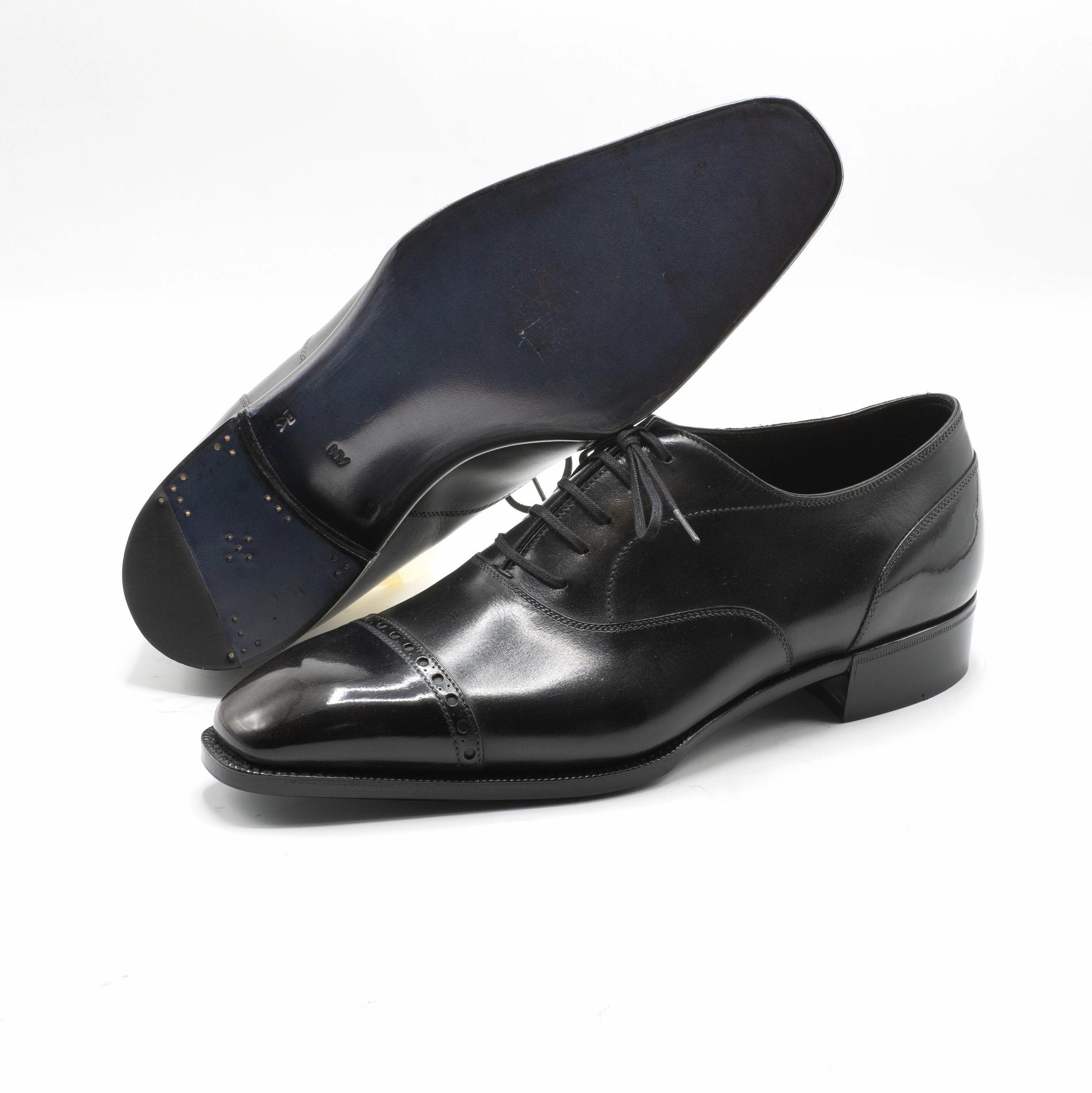 Mario Oxford Shoe (Handmade Beveled Waist) - Onyx & Grey Soft-Fit System