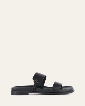 Reimagined Comfort Lifestyle Energy Hayes Flat Sandals Black Leather