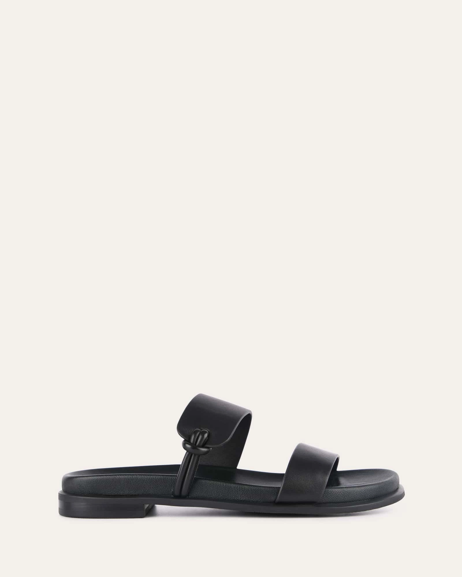Reimagined Comfort Lifestyle Energy Hayes Flat Sandals Black Leather